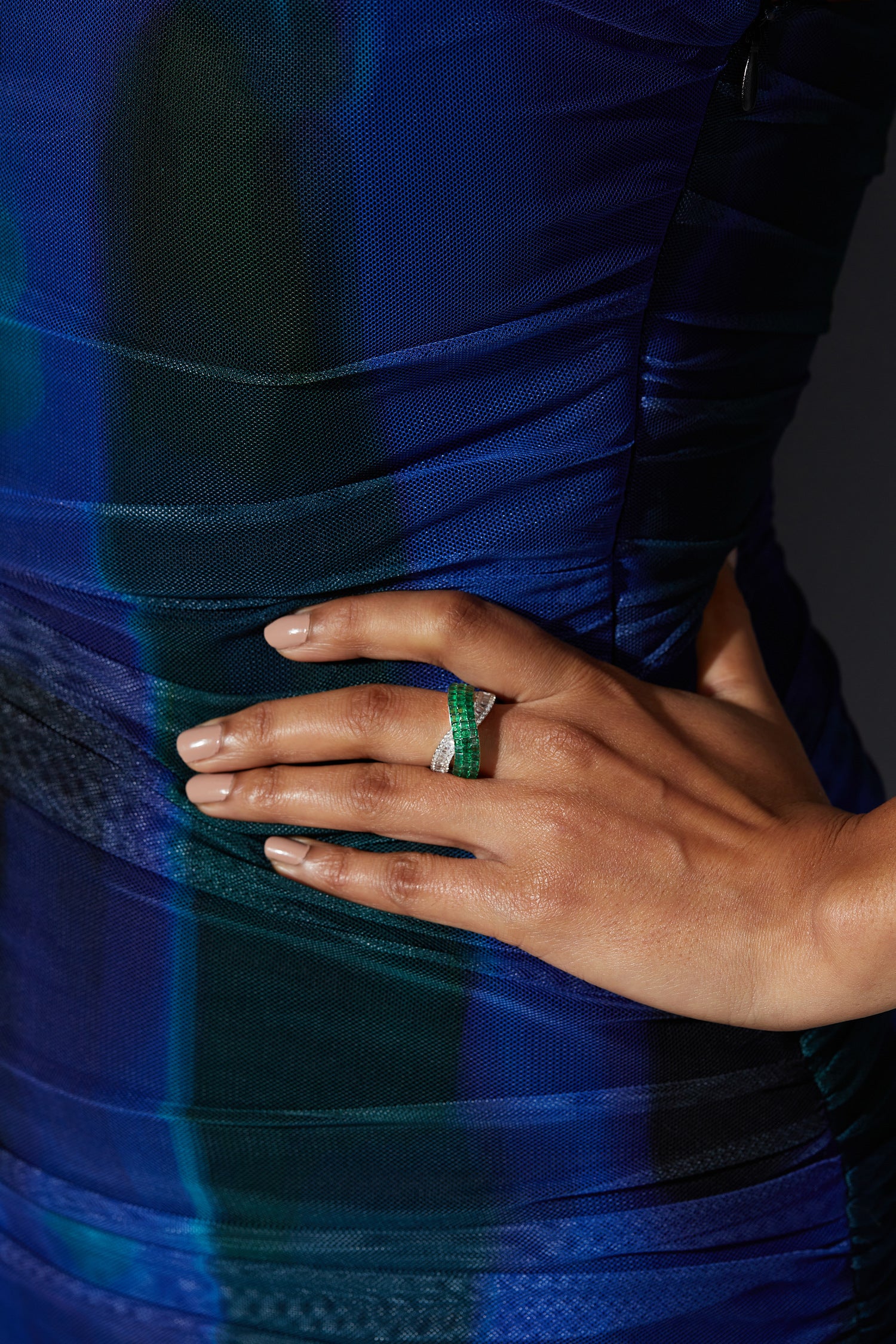 Entwined Emerald Green Twilight Ring