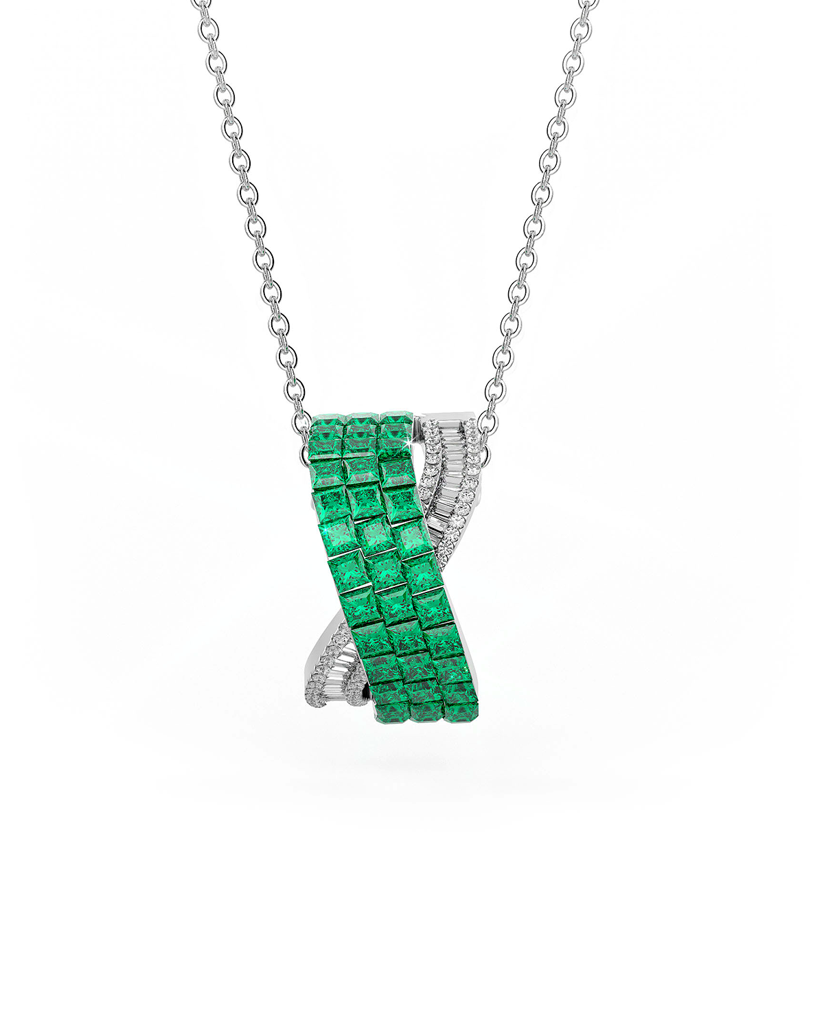Foliage Twist Pendant With Silver Chain