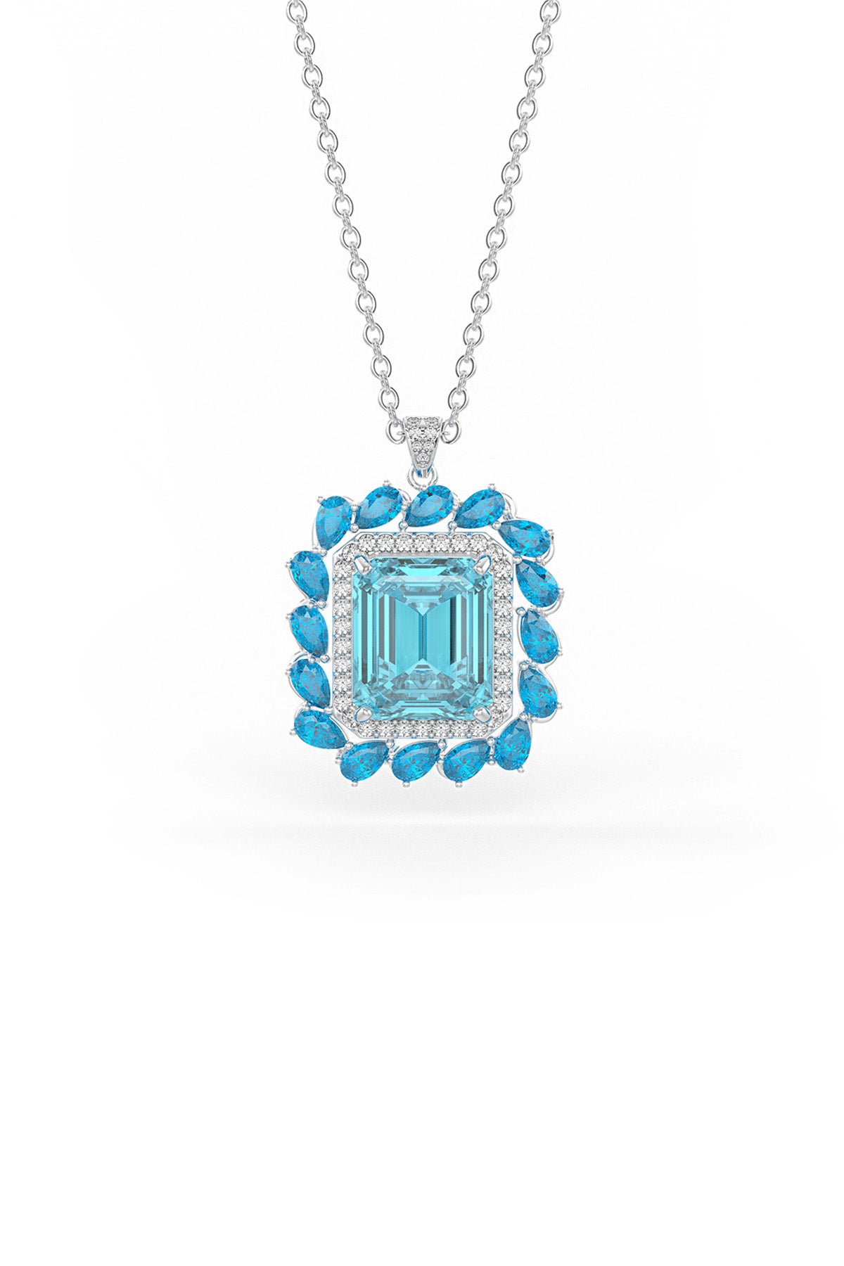 Halo Sterling Silver Pendant With Chain