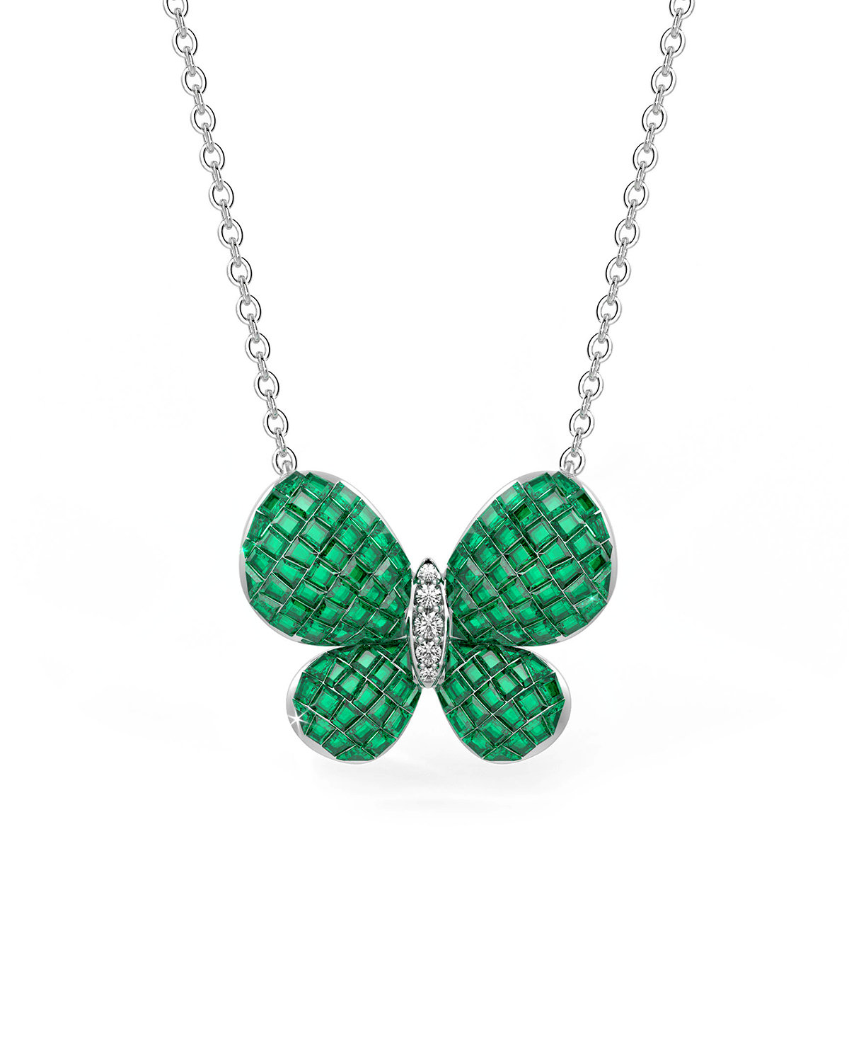 Fluttering Wings Pendant With Silver Chain