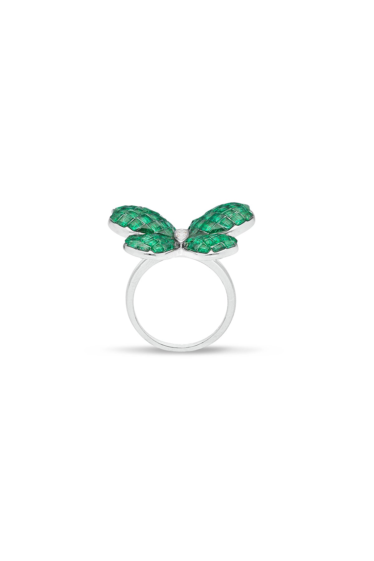 Fluttering Wings Emerald Green Ring