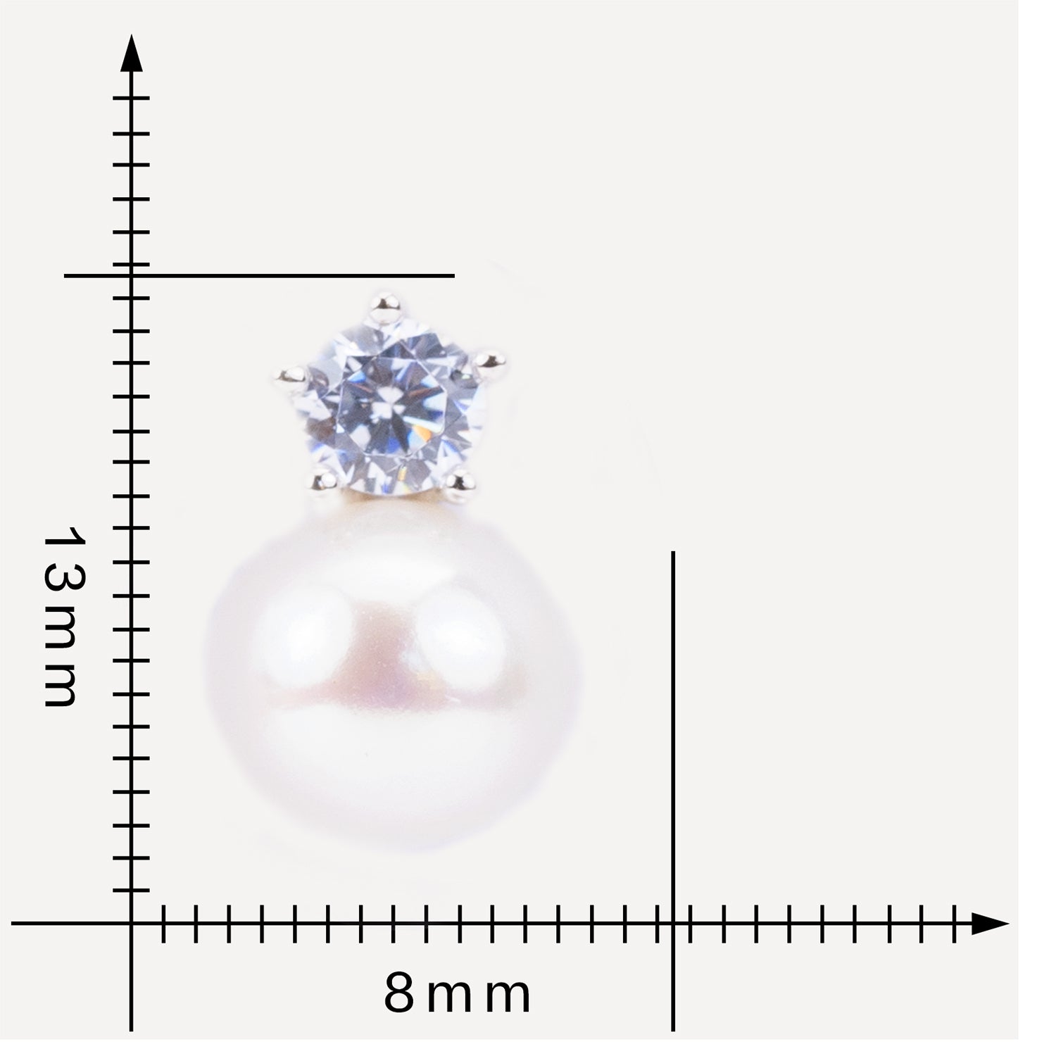Radiant Solitaire & Pearl Stud Earrings