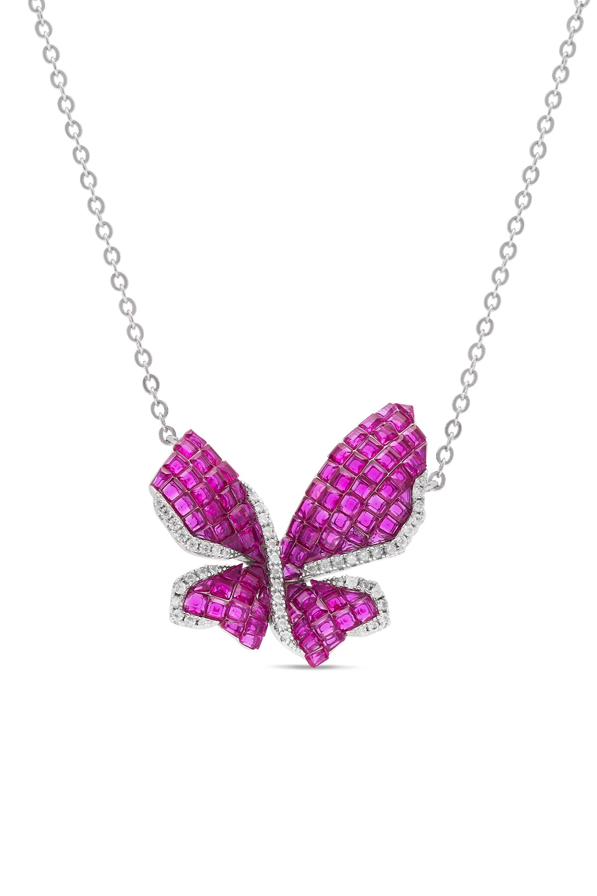 Mystical Ruby Butterfly Pendant with Chain