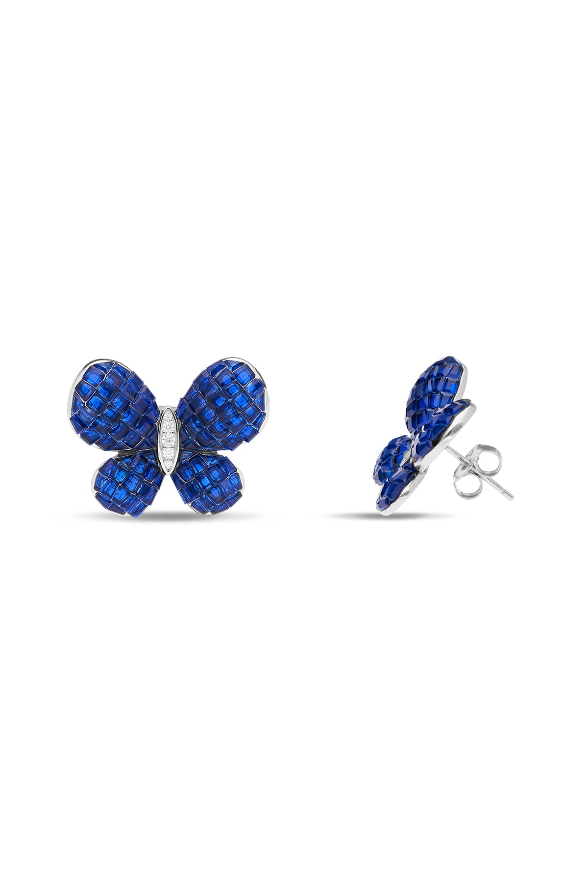 Fluttering Wings Blue Sapphire Earrings