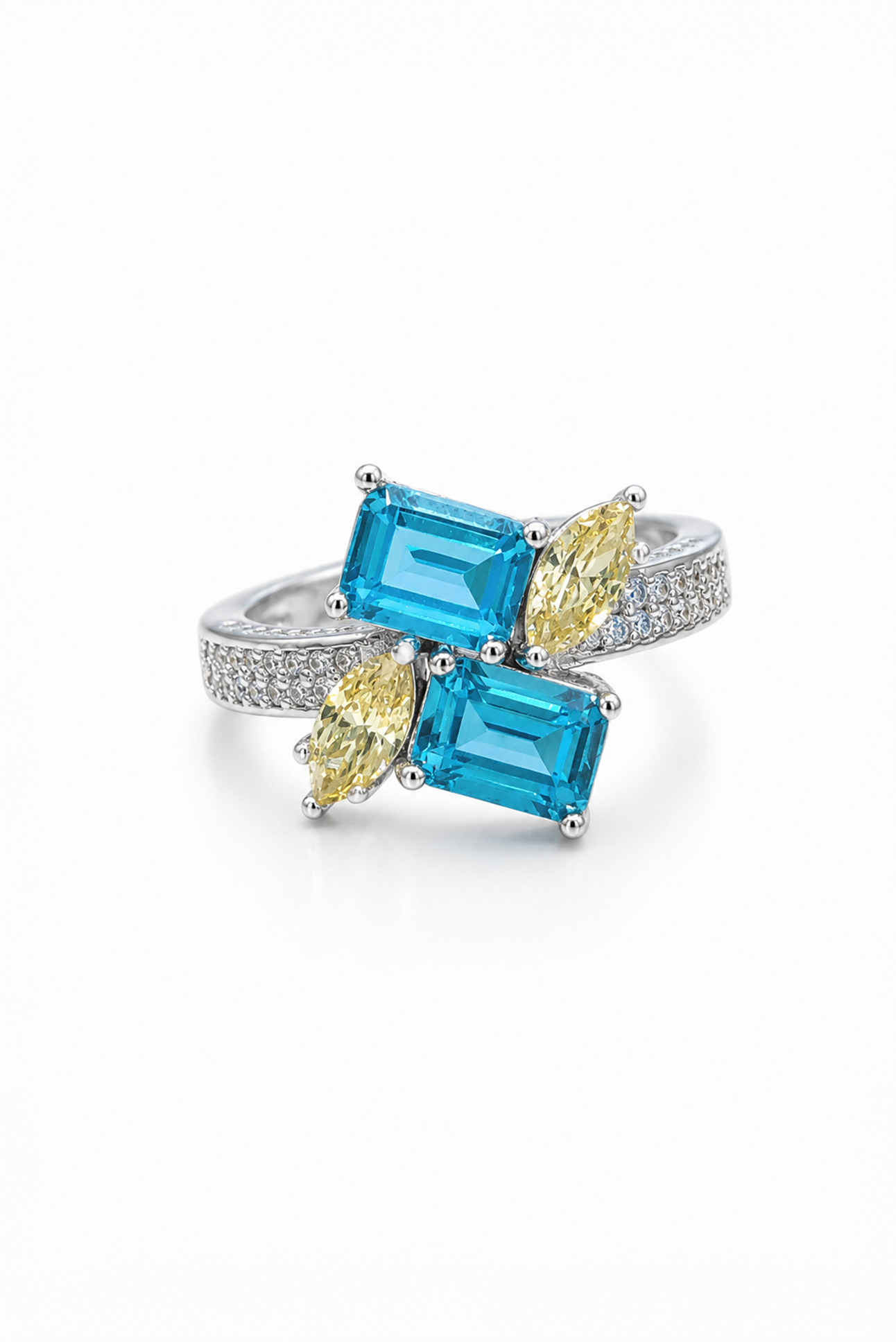 Aqua Harmony Gemstone Duo Cocktail Ring