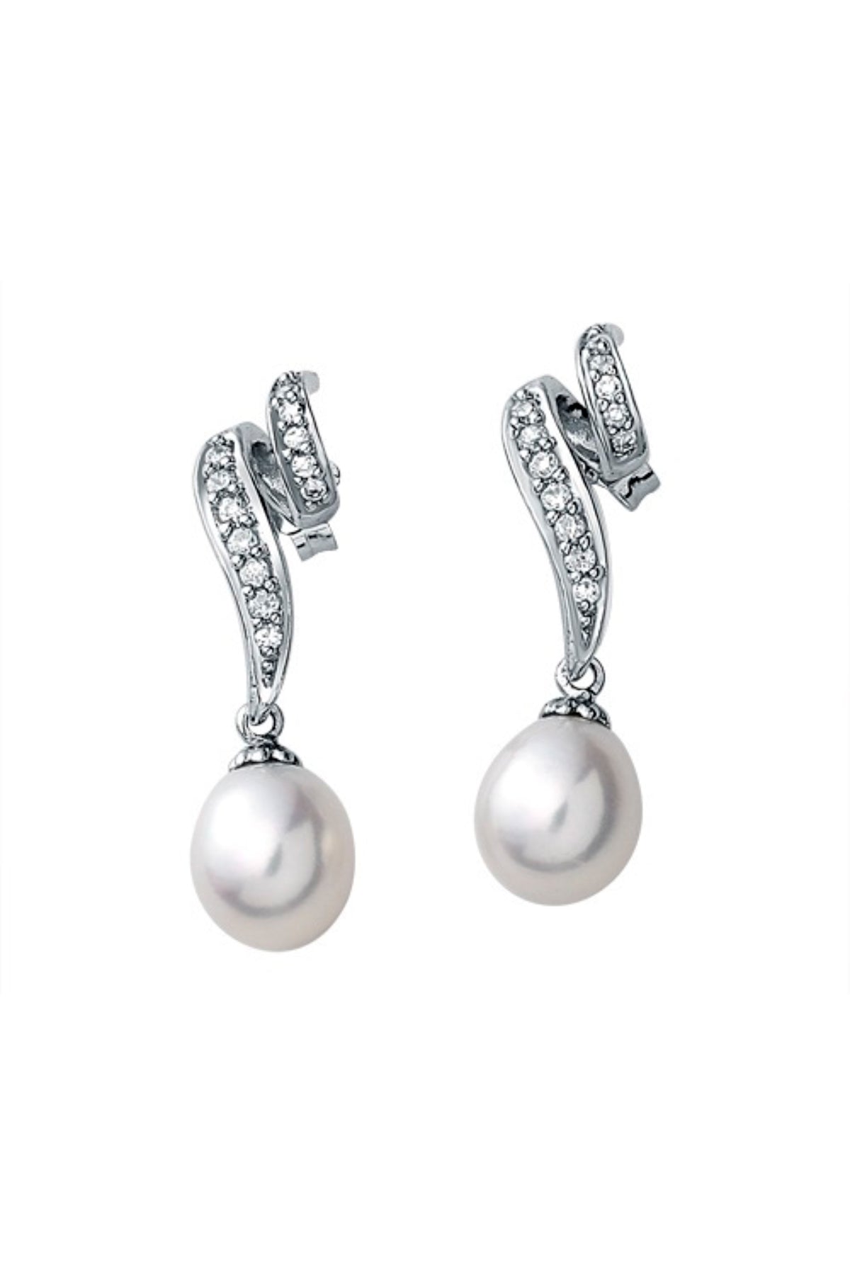 Studded Freshwater Pearl Drop Earrings