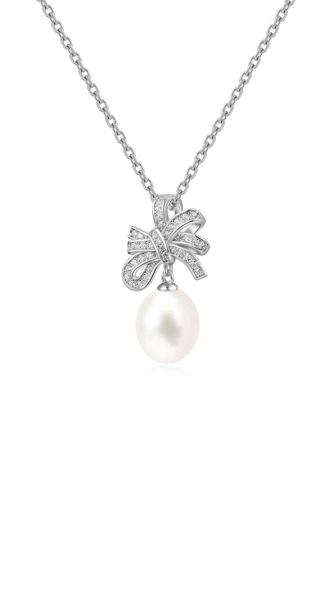 Vintage Teardrop Crystal Bow Pearl Necklace