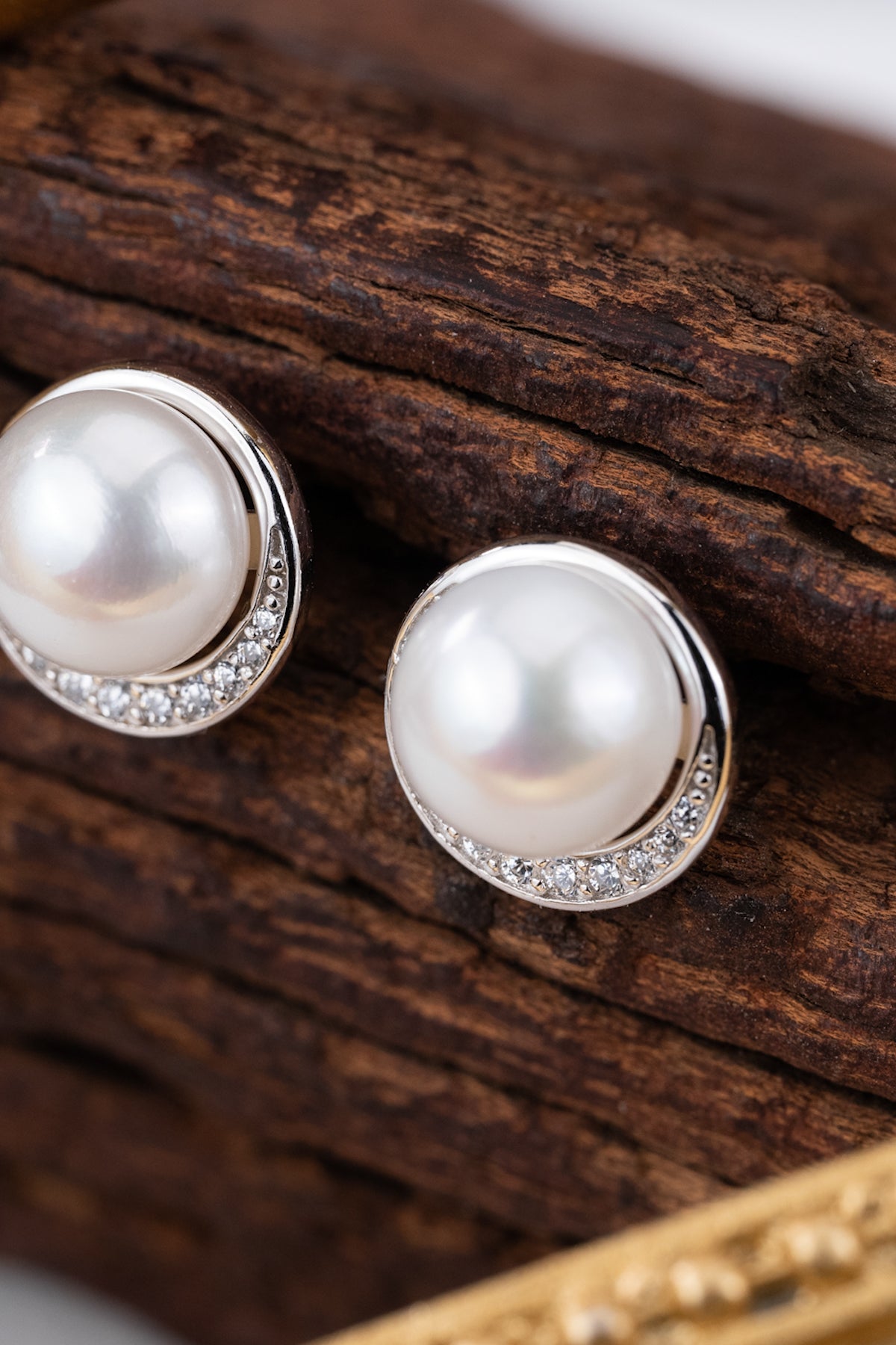 Elegant Half Halo Pearl Earrings