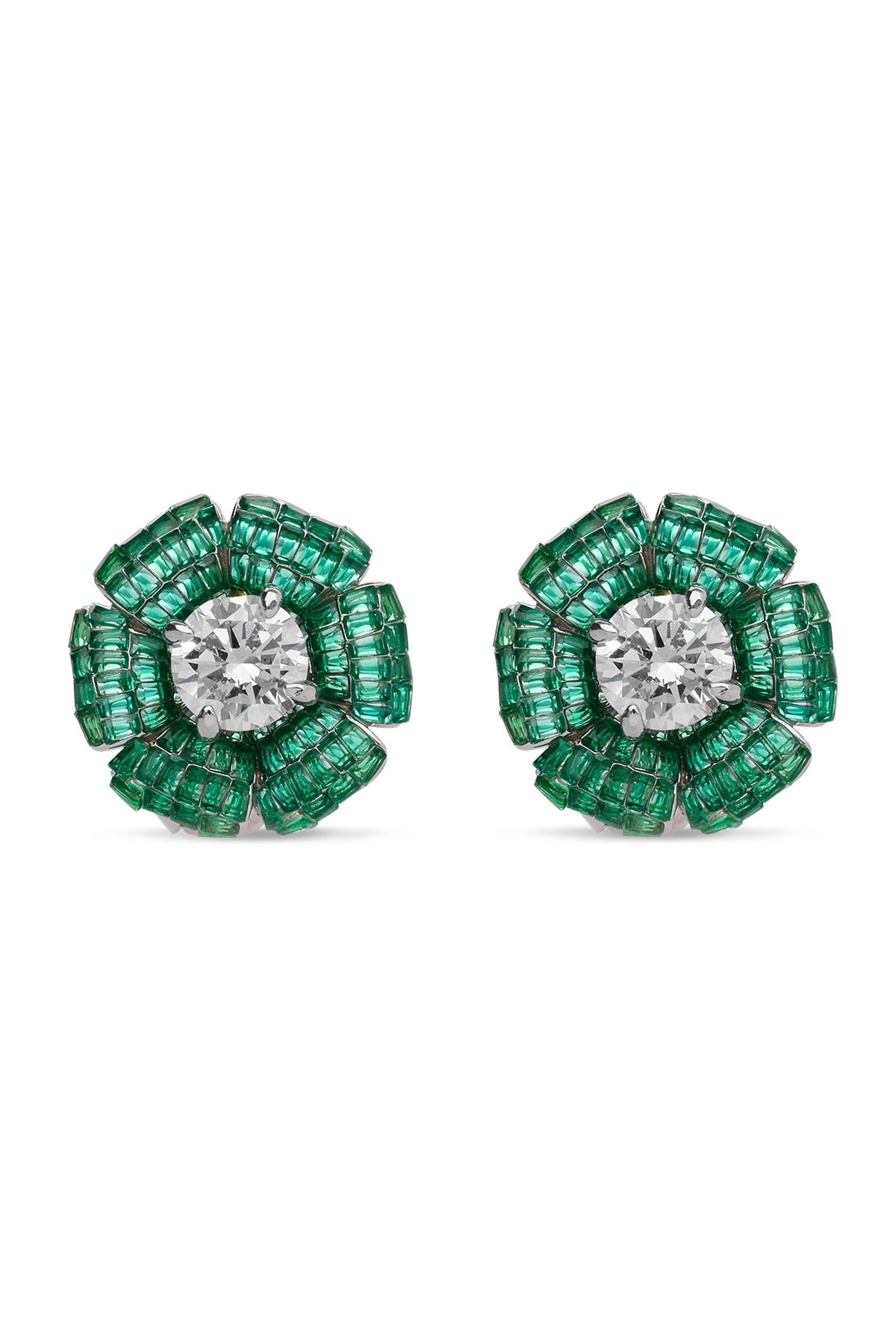 Mystical Emerald Green Petal Cascade Earrings