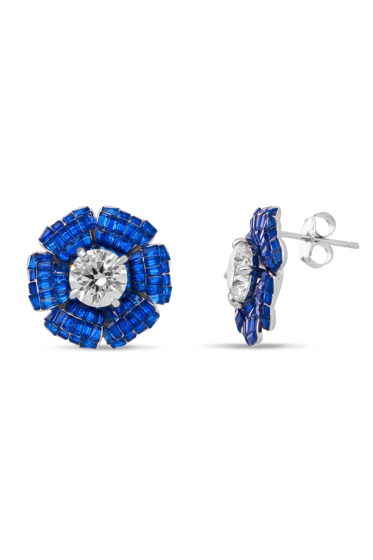 Mystical  Blue Sapphire Petal Cascade Earrings