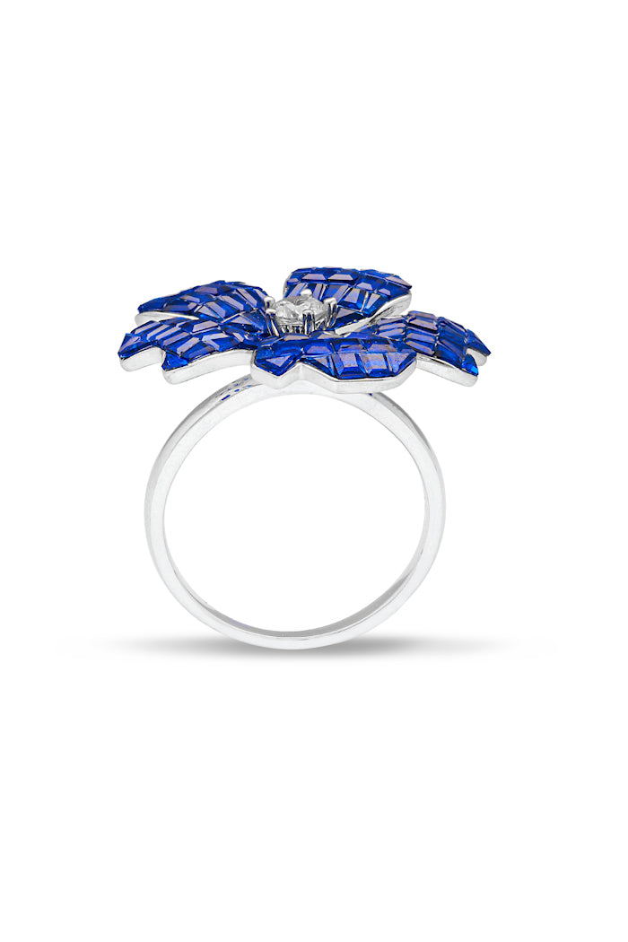 Enchanted Blue Sapphire Petal Symphony Ring