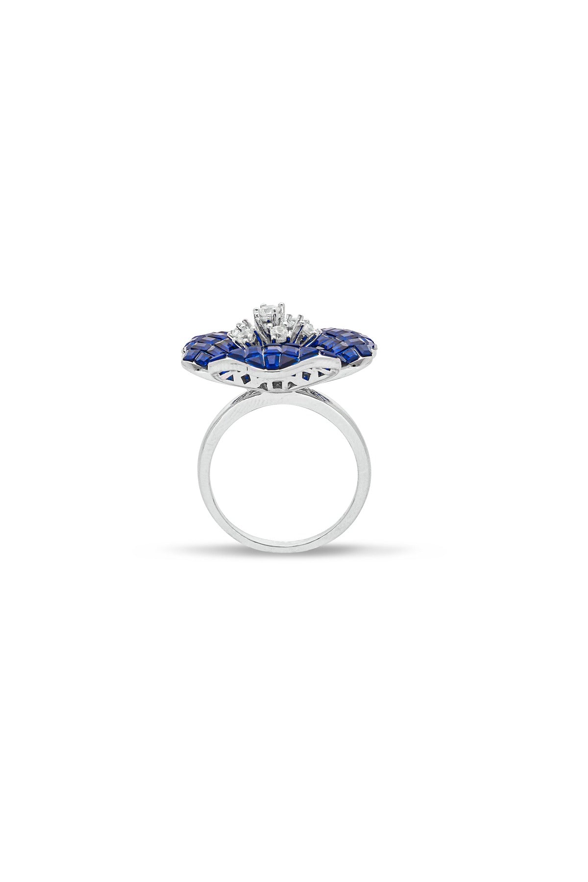 Mystical  Blue Sapphire Petal Cascade Ring