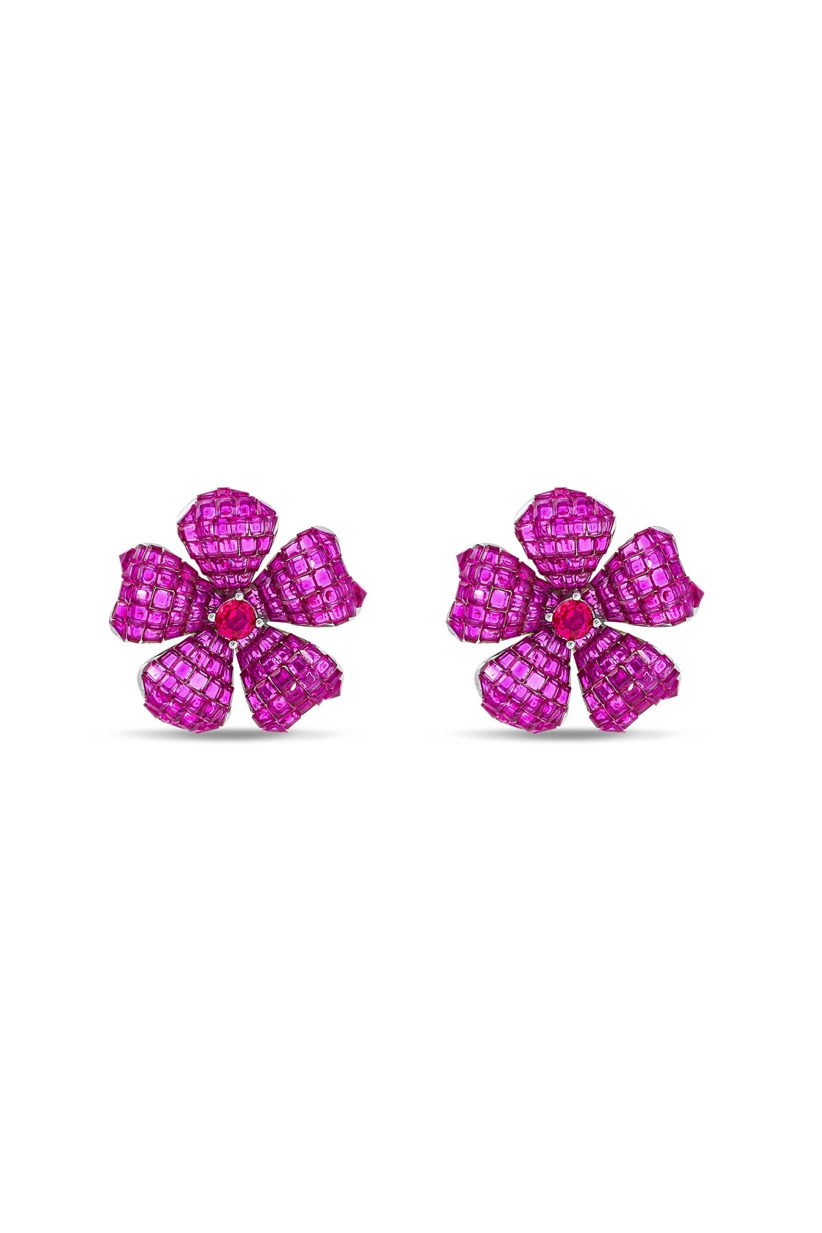 Floral Fantasia Ruby Stud Earrings