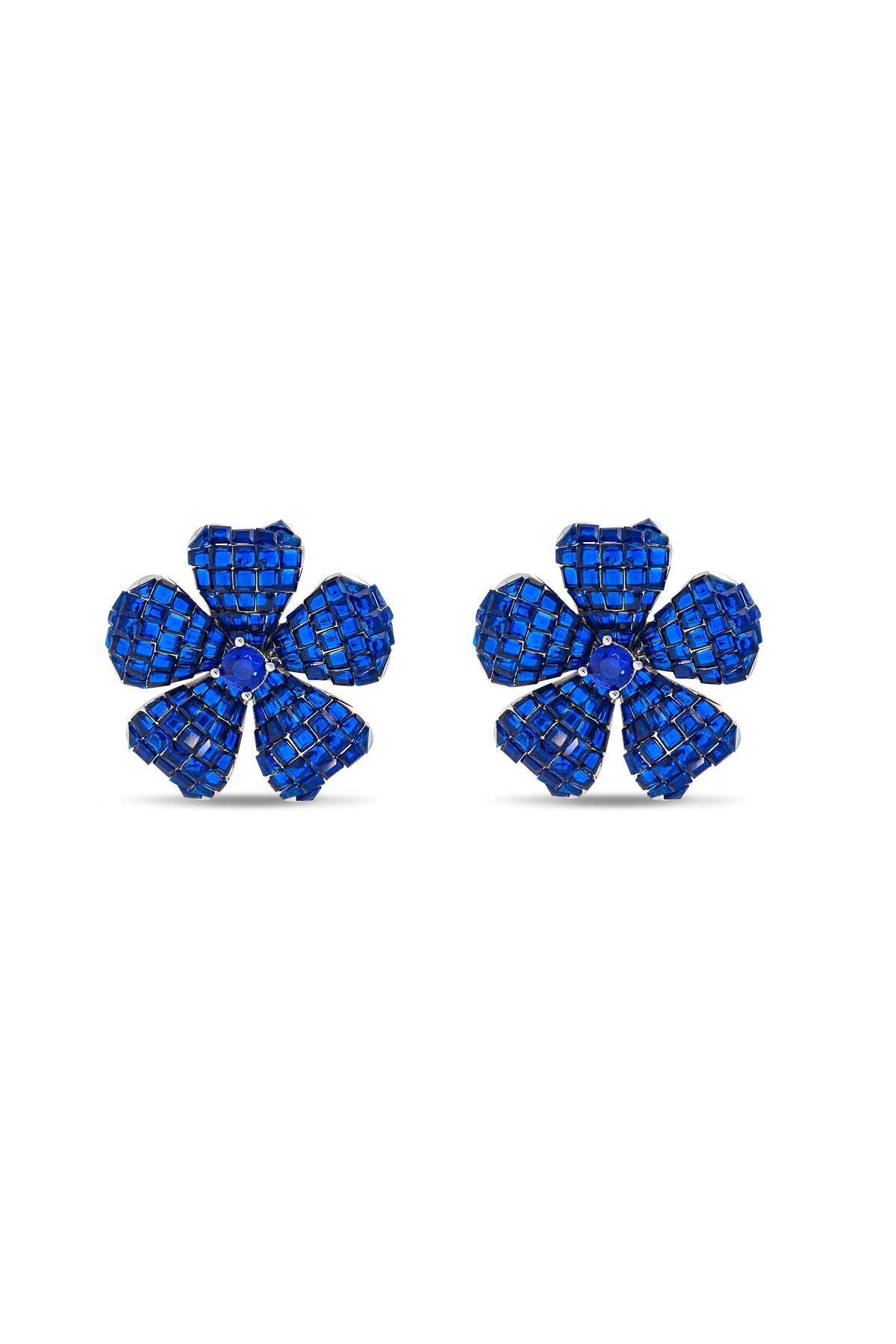 Floral Fantasia Blue Sapphire Stud Earrings