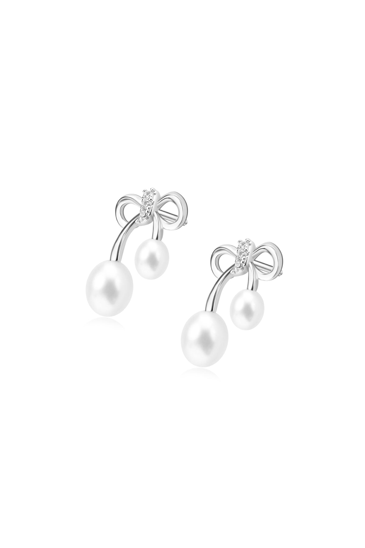 Elegant Bow Pearl Drop Earrings