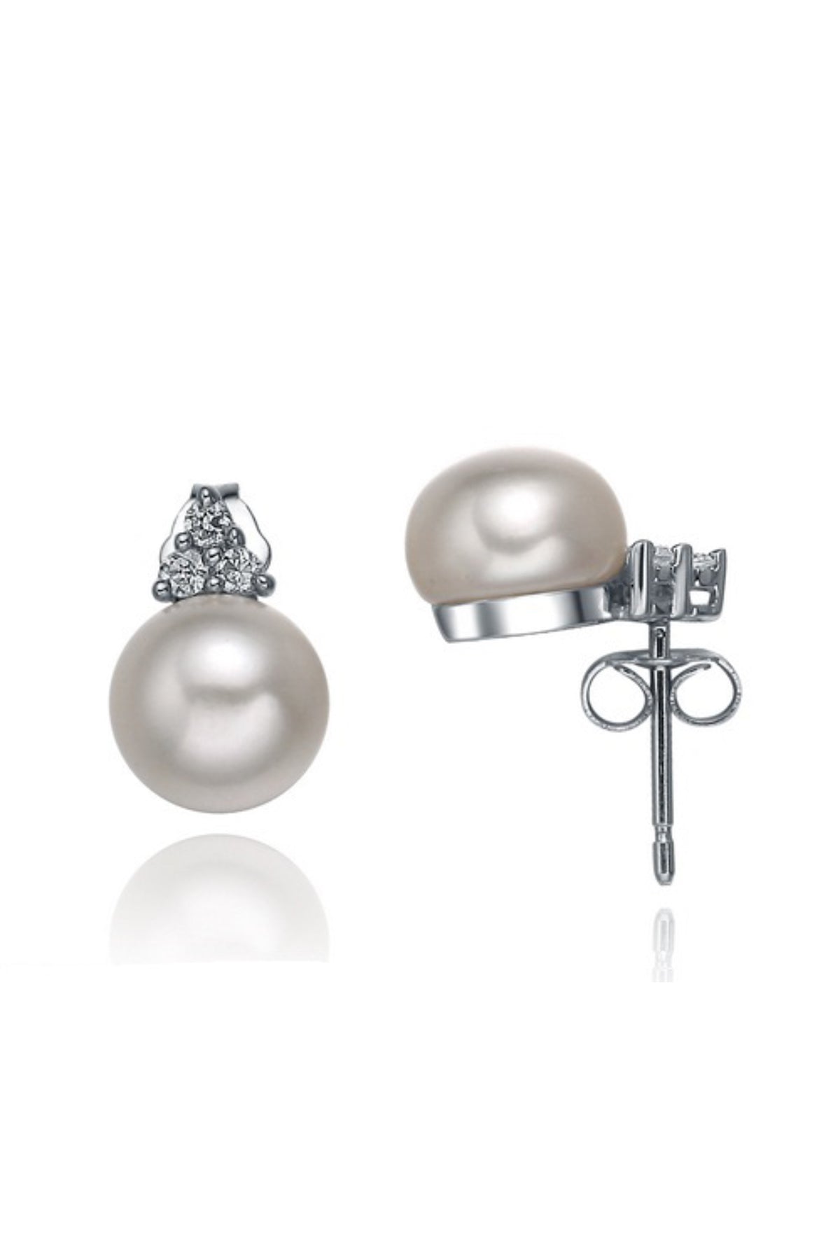 Classy Pearl & Solitaire Stud Earrings
