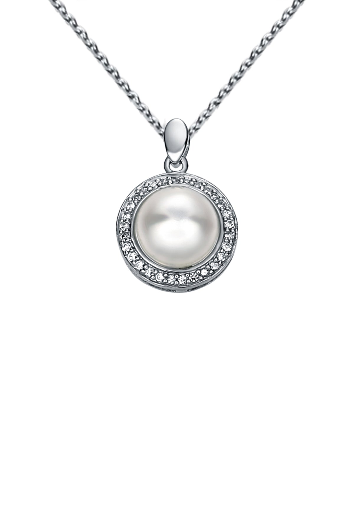 Exquisite Halo Pearl Pendant Necklace