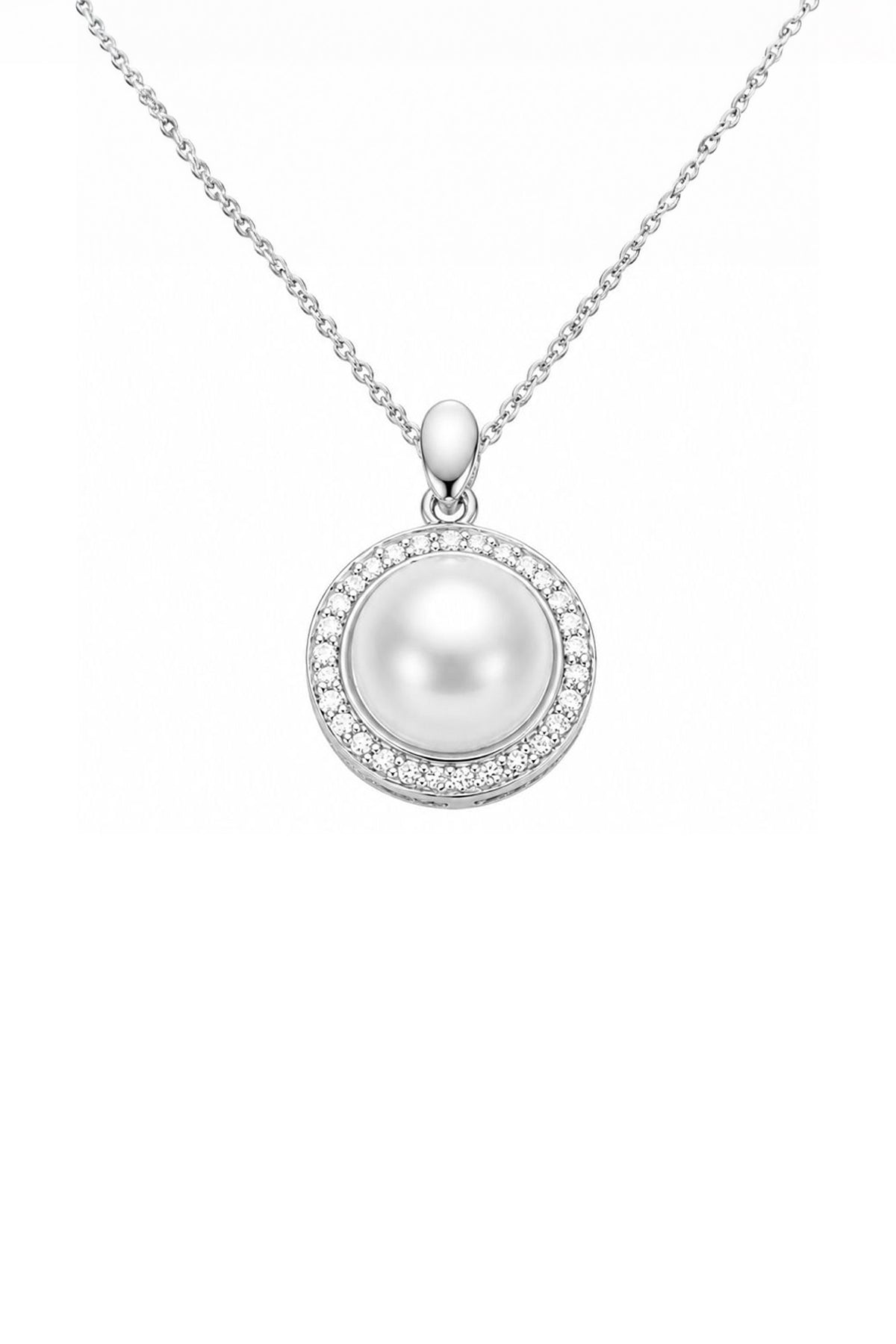 Exquisite Halo Pearl Pendant Necklace
