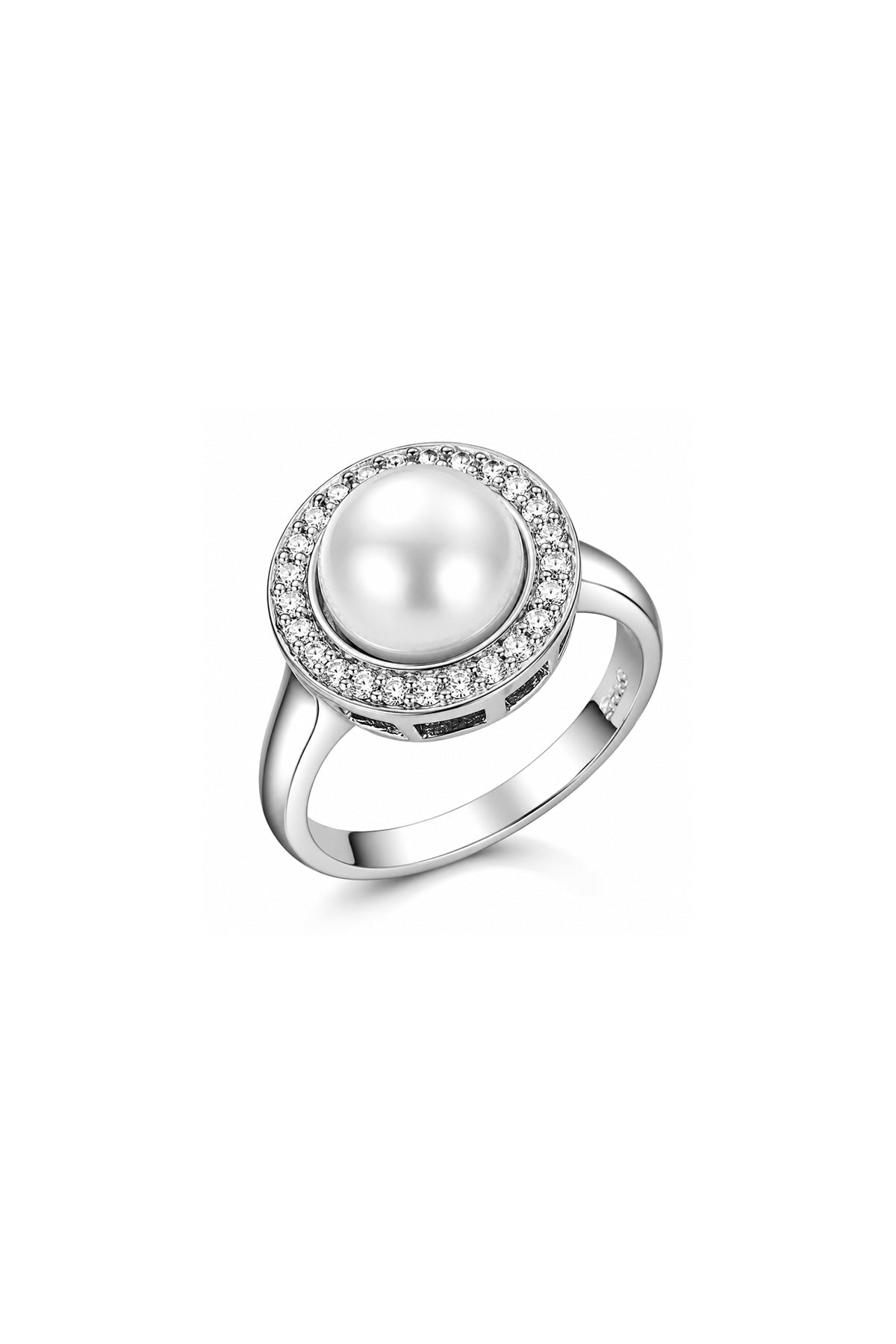 Exquisite Halo Pearl Ring