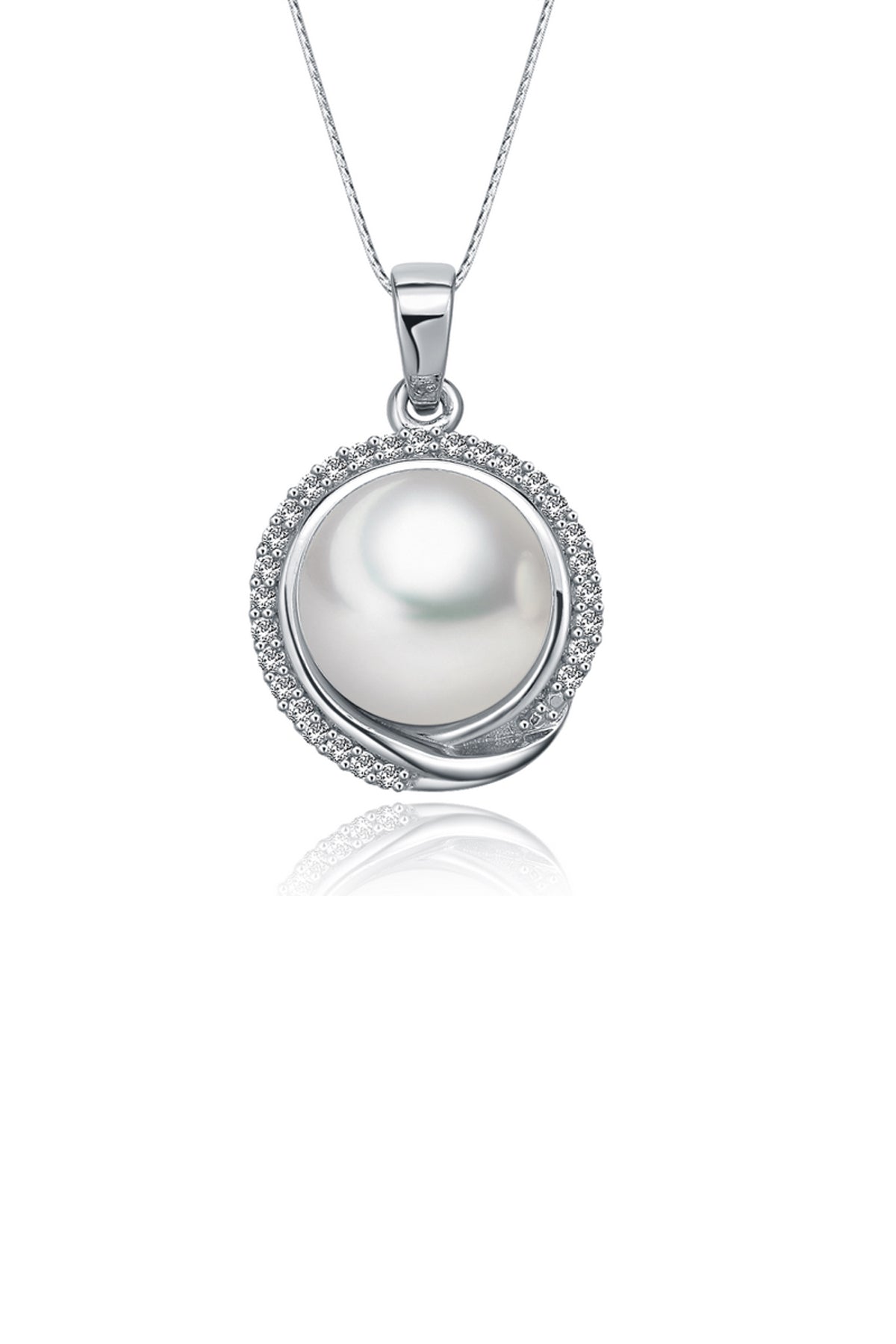 Elegant Crossover Halo Pearl Necklace