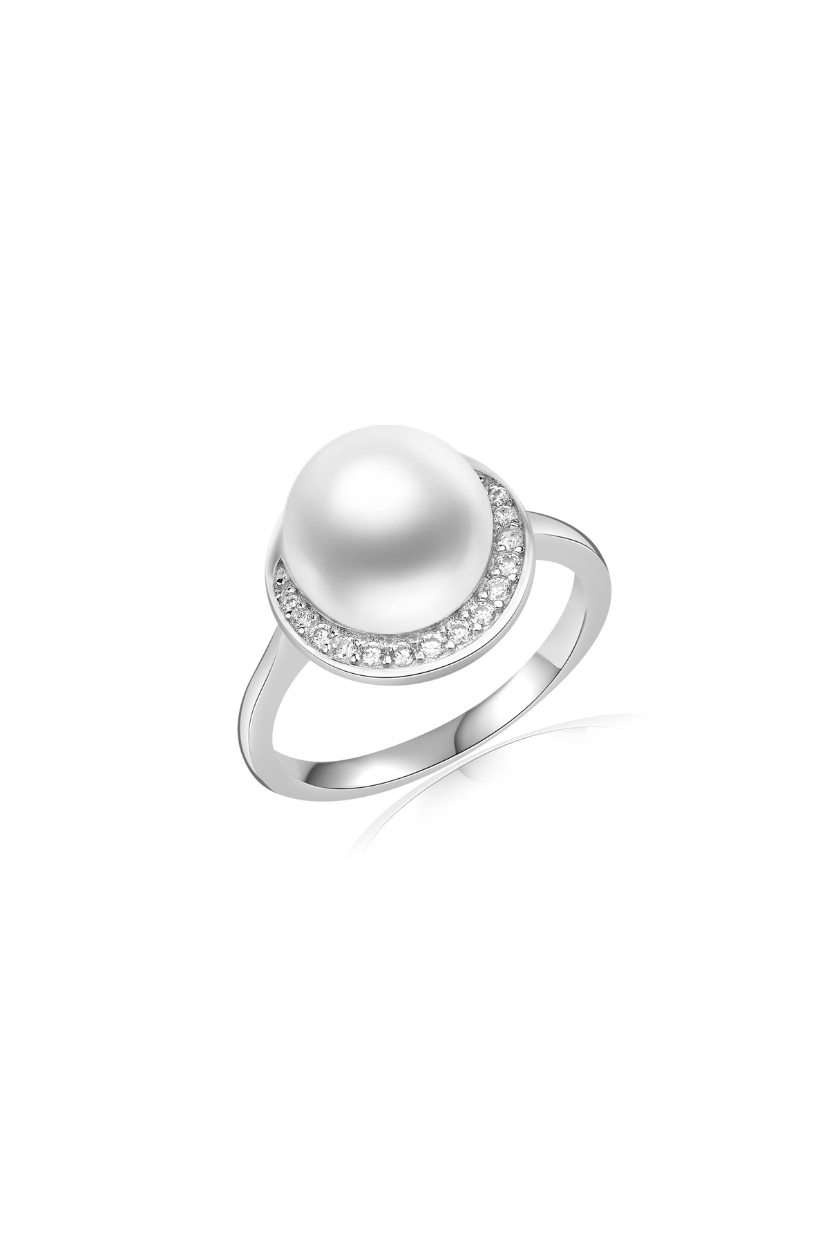 Elegant Half Halo Pearl Ring