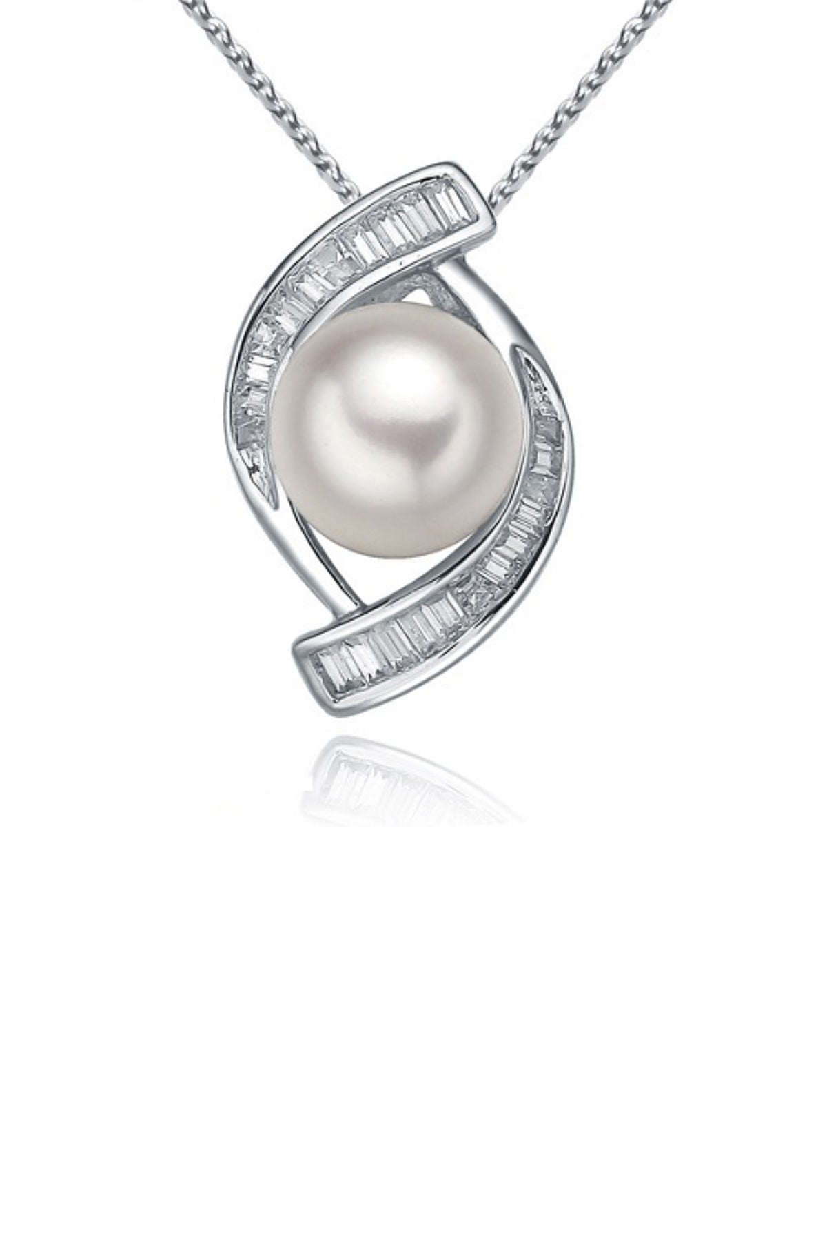 Elegant Dreams Pearl & Baguette Pendant Necklace