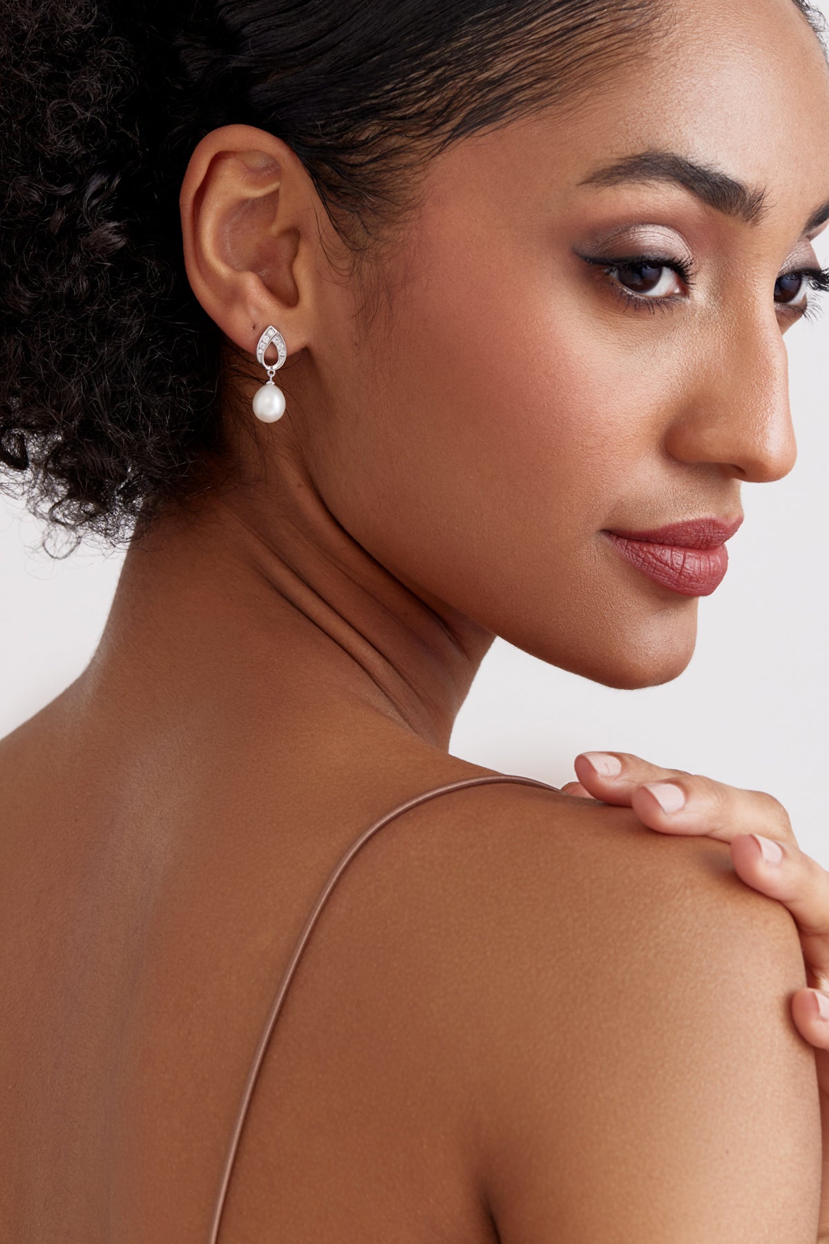 Sparkling Silver Teardrop Pearl Earrings