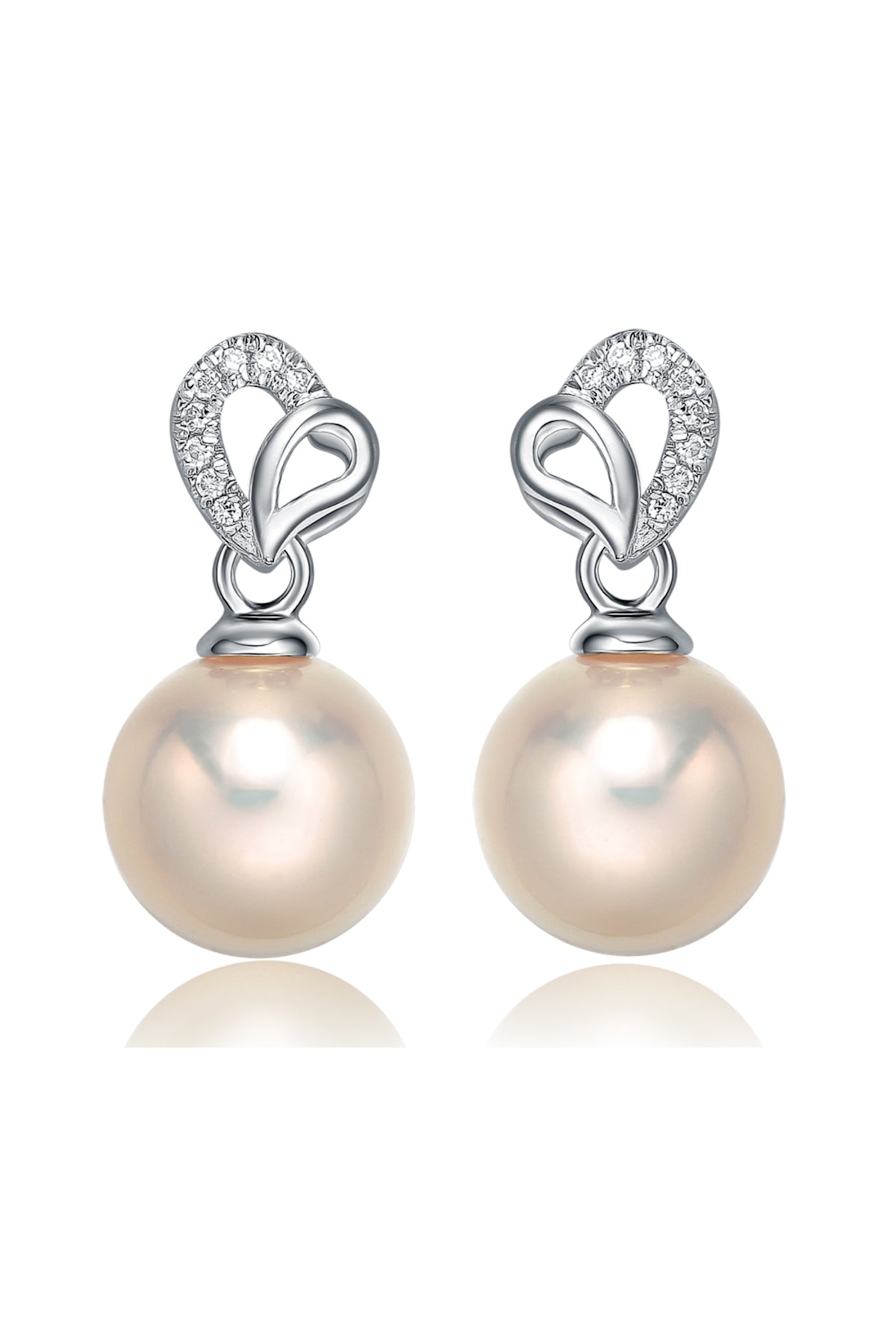 Silver Heart of Pearl Earrings