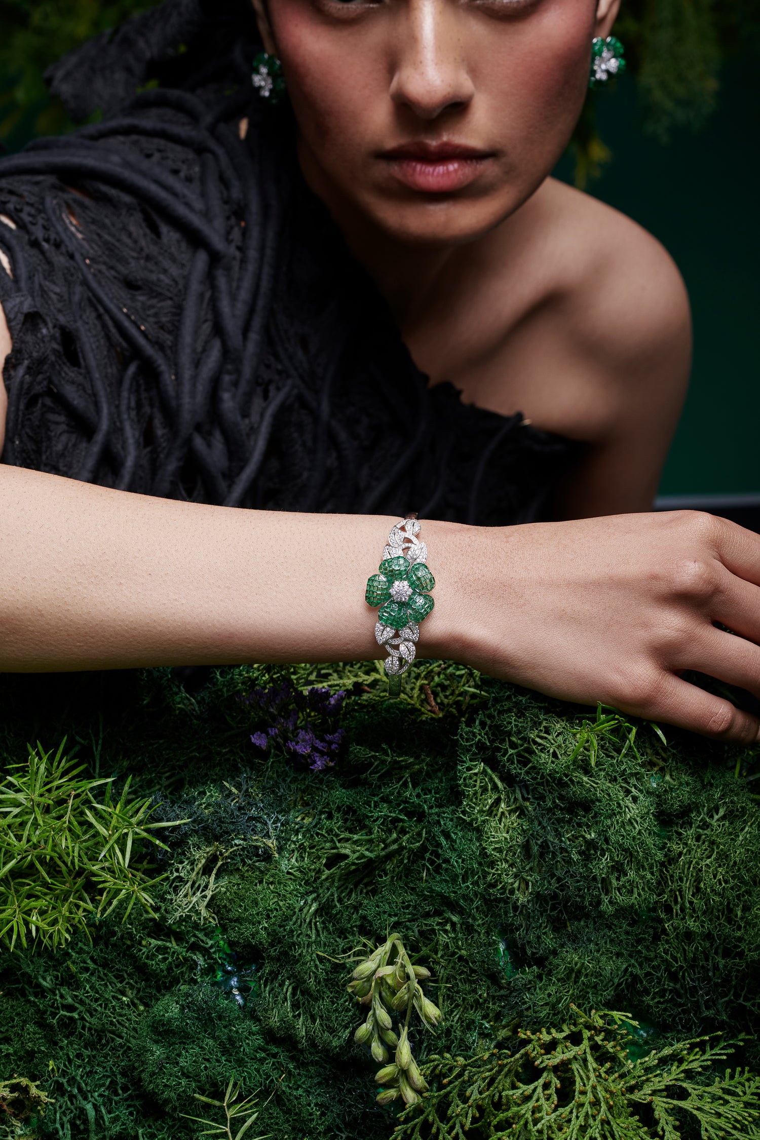 Enchanted Emerald Green Grove Blossom Bracelet