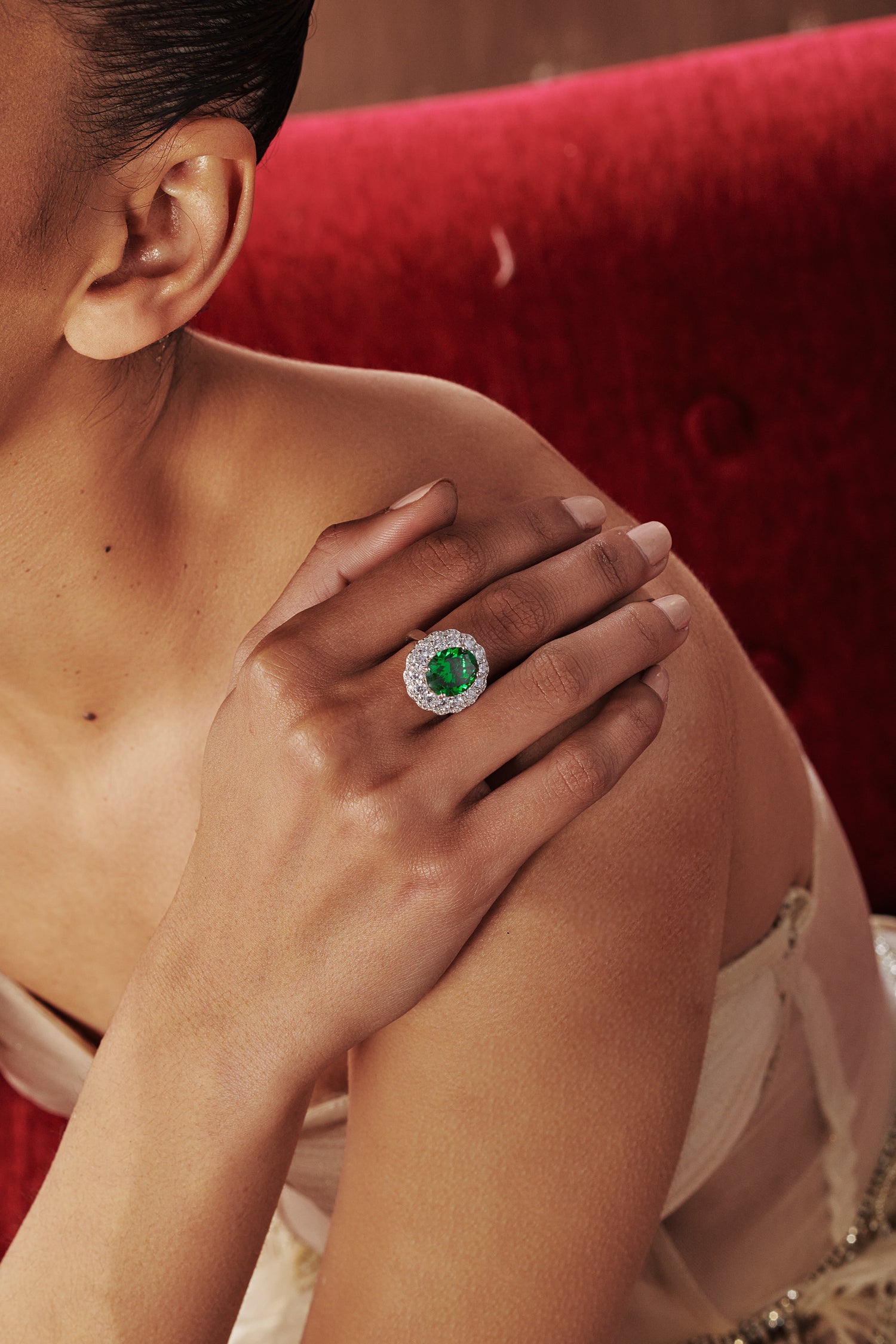 Emerald Bloom Cocktail Ring