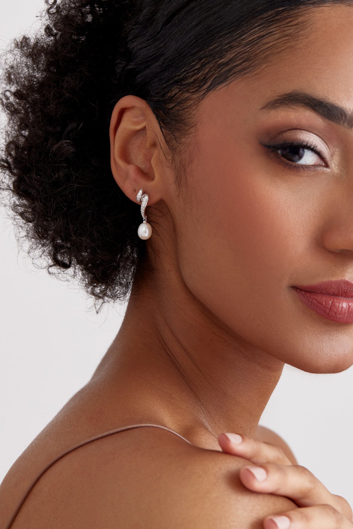 Studded Freshwater Pearl Drop Earrings