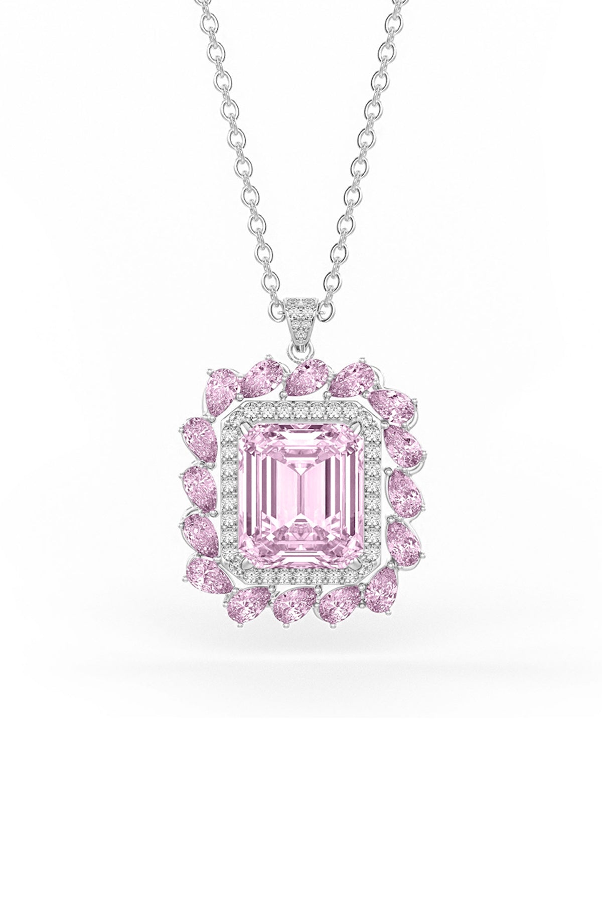 Halo Sterling Silver Pendant With Chain