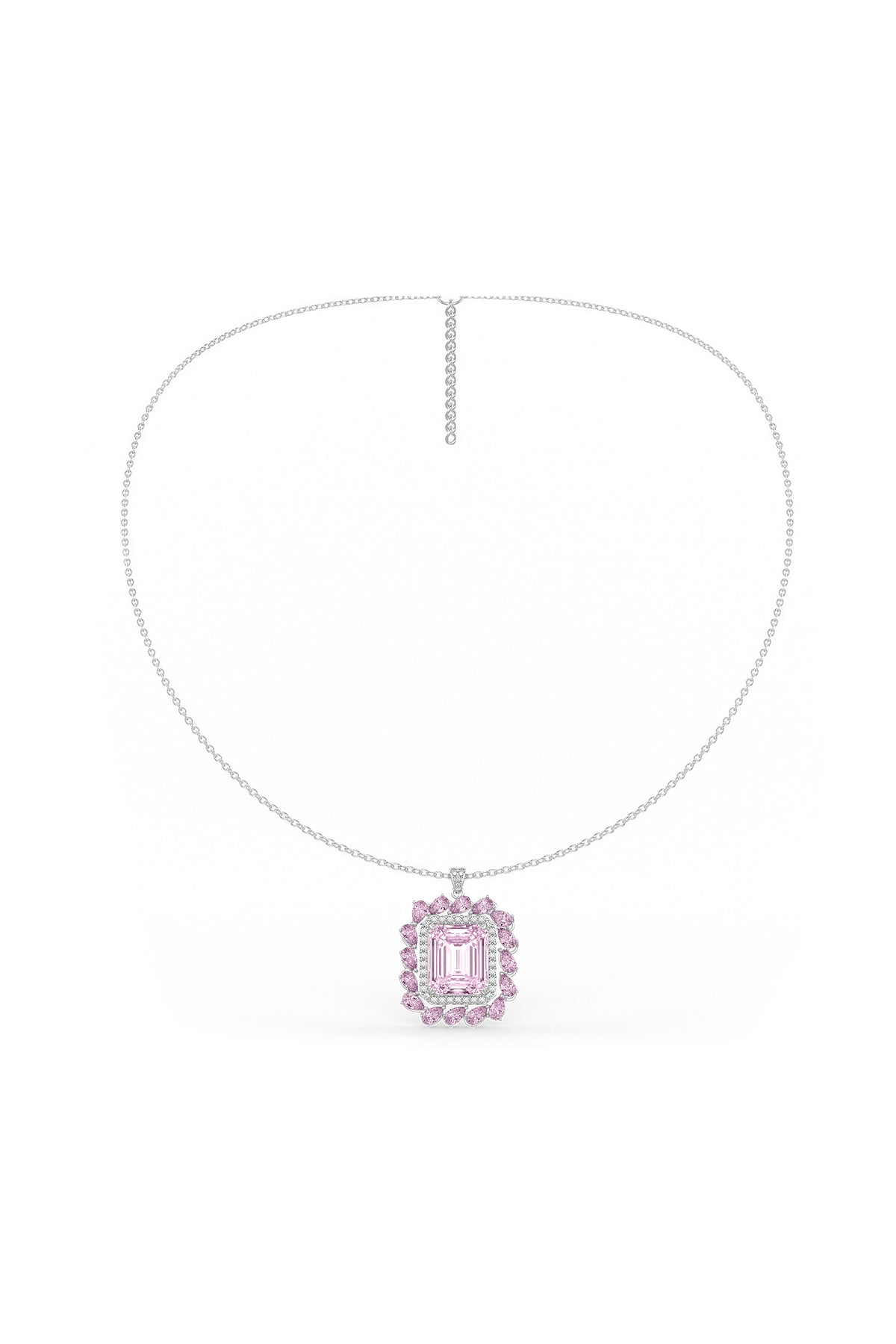 Halo Sterling Silver Pendant With Chain