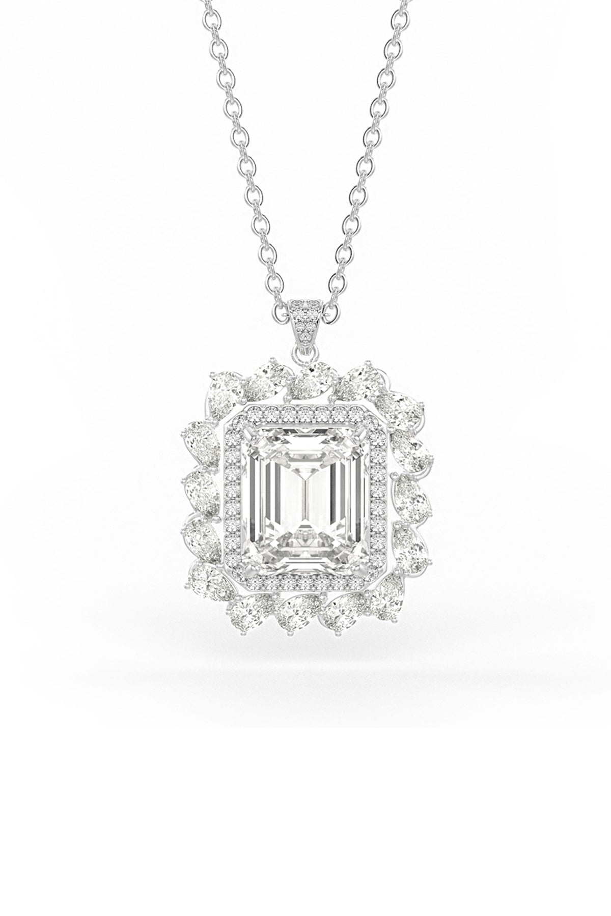 Halo Sterling Silver Pendant With Chain