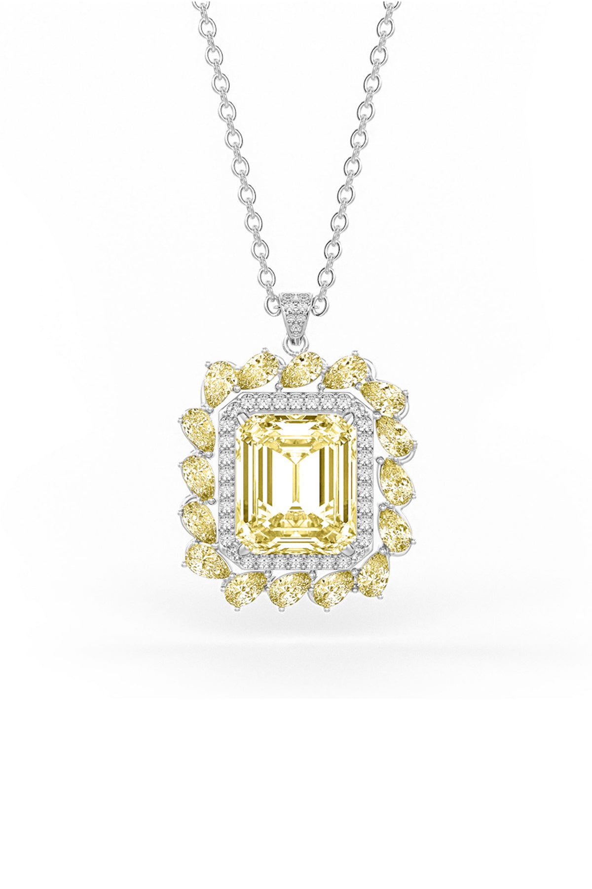 Halo Sterling Silver Pendant With Chain