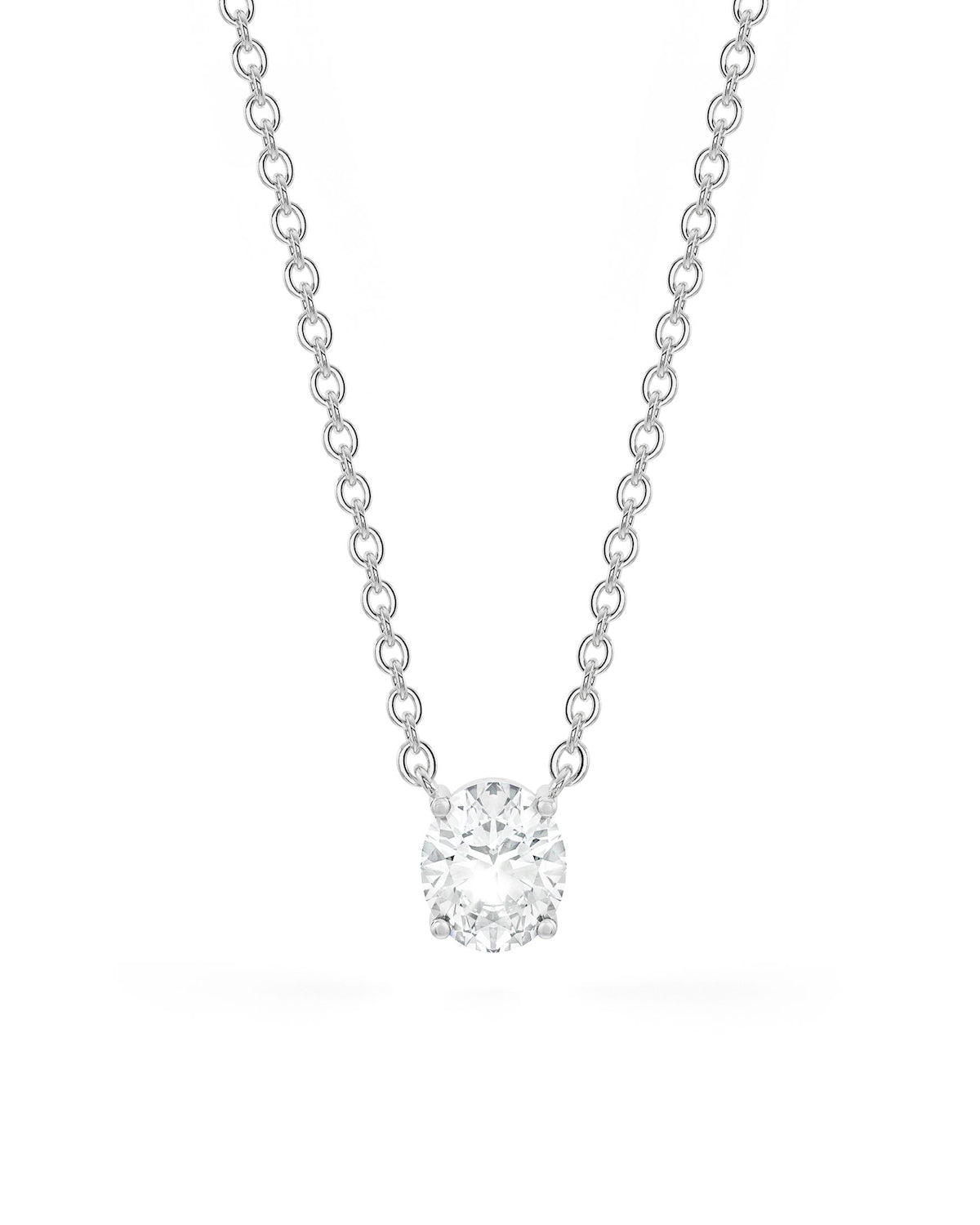 Oval Shaped Solitaire Pendant With chain