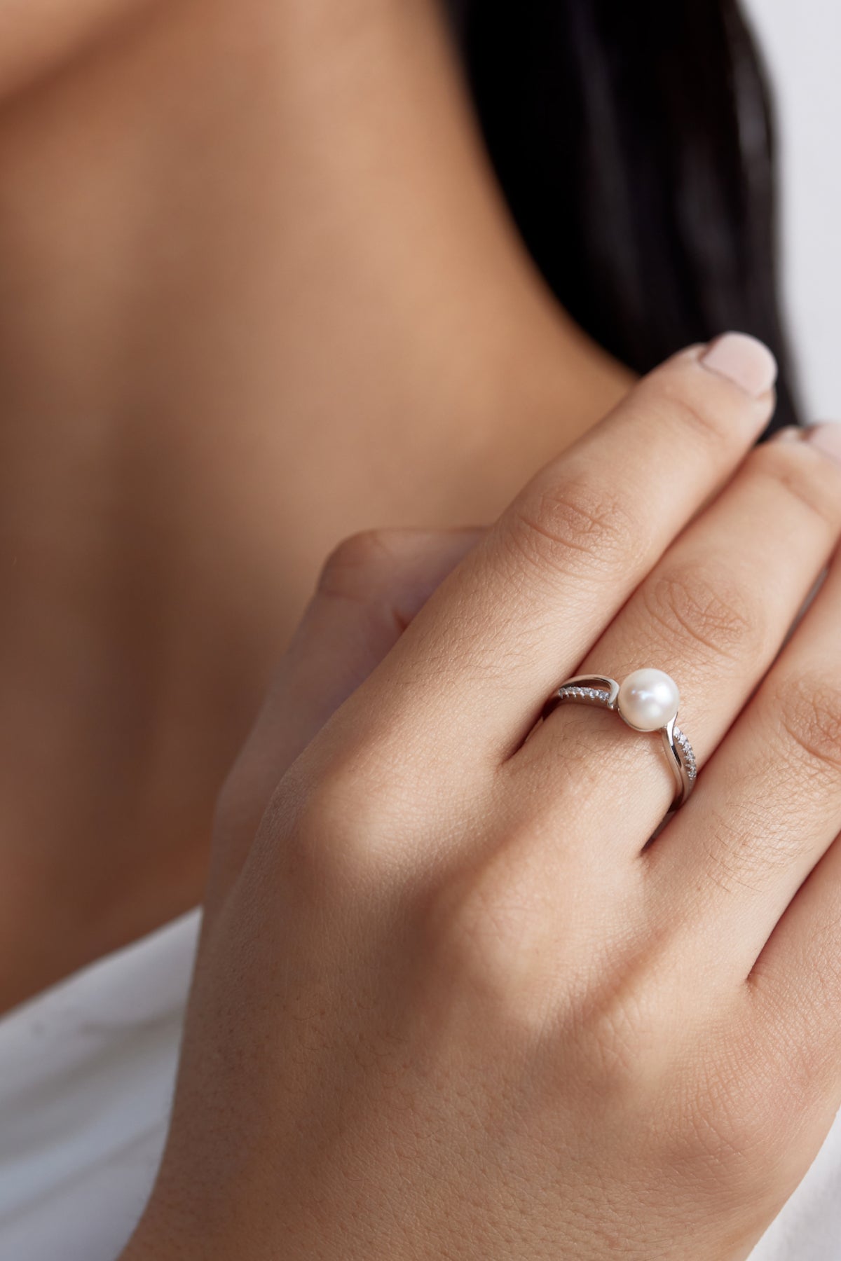 Pure Pearl Pave Band Ring