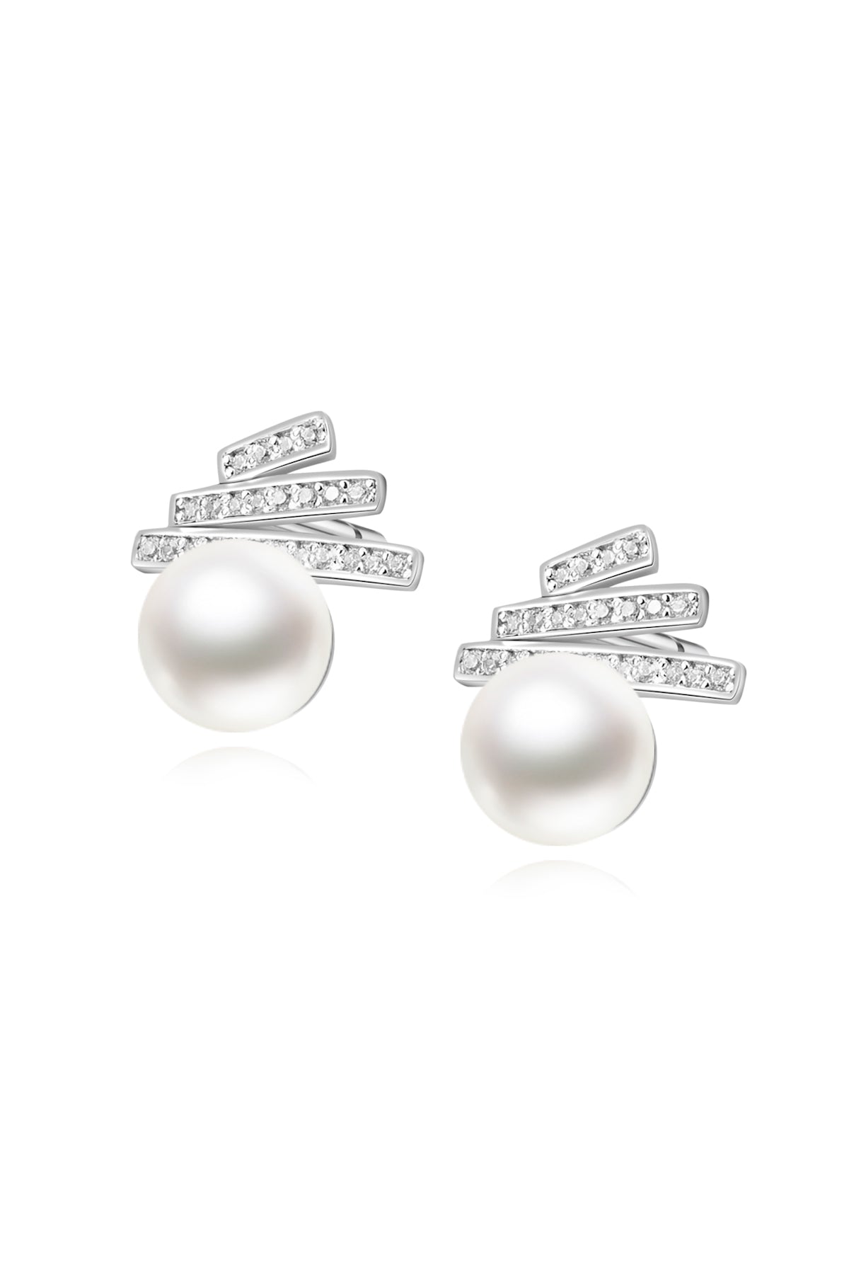 Glamourous Rhodium Pearl Drop Earrings