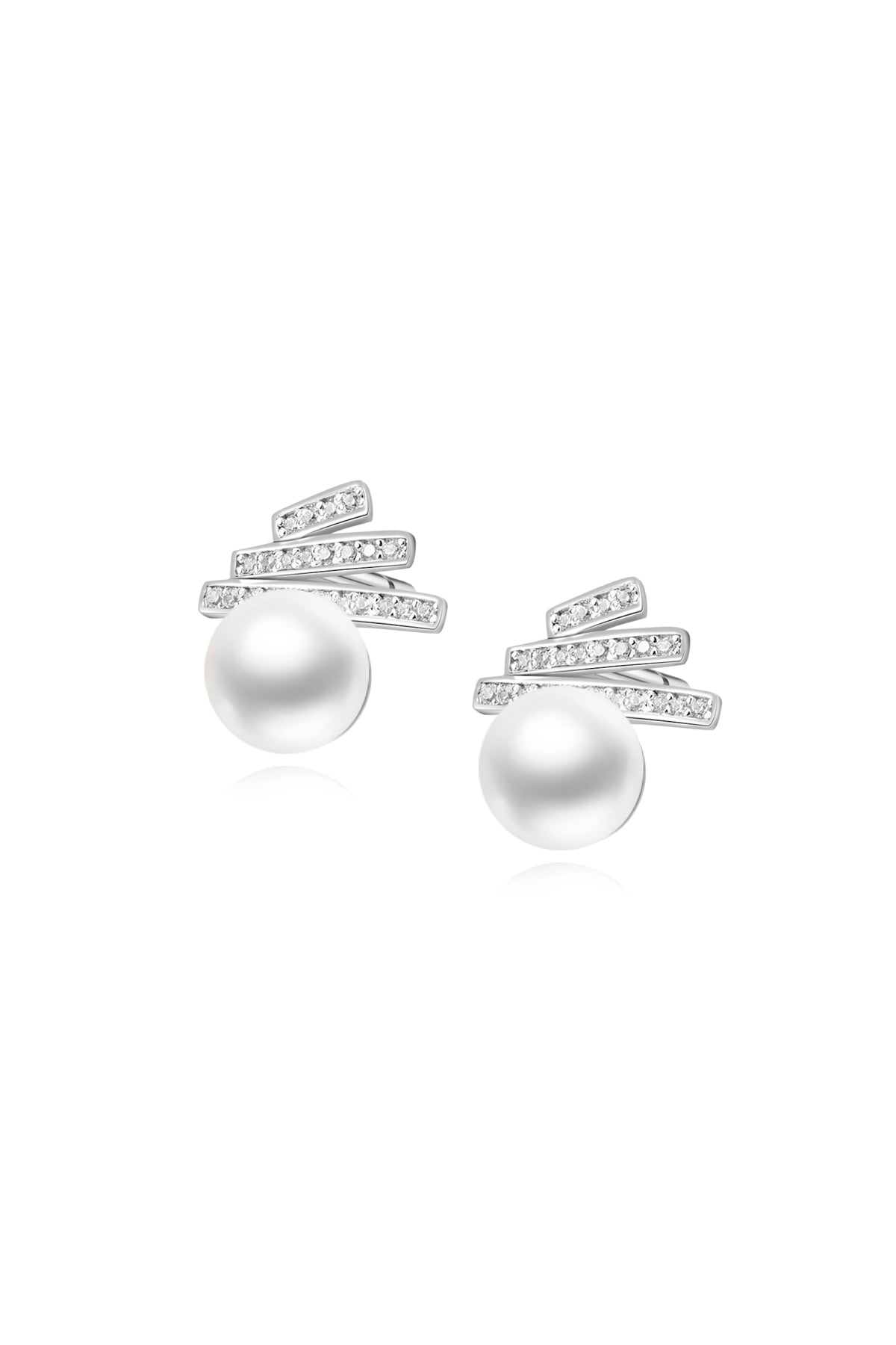 Glamourous Rhodium Pearl Drop Earrings