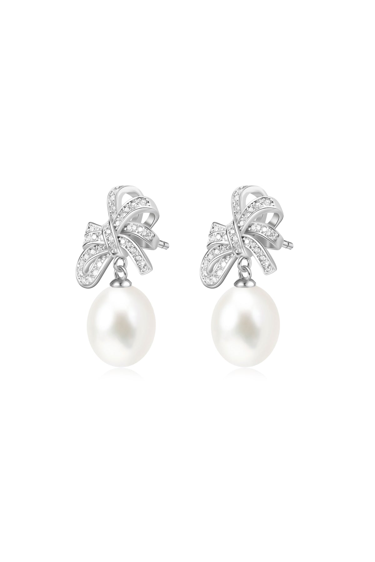 Vintage Teardrop Crystal Bow Pearl Earrings