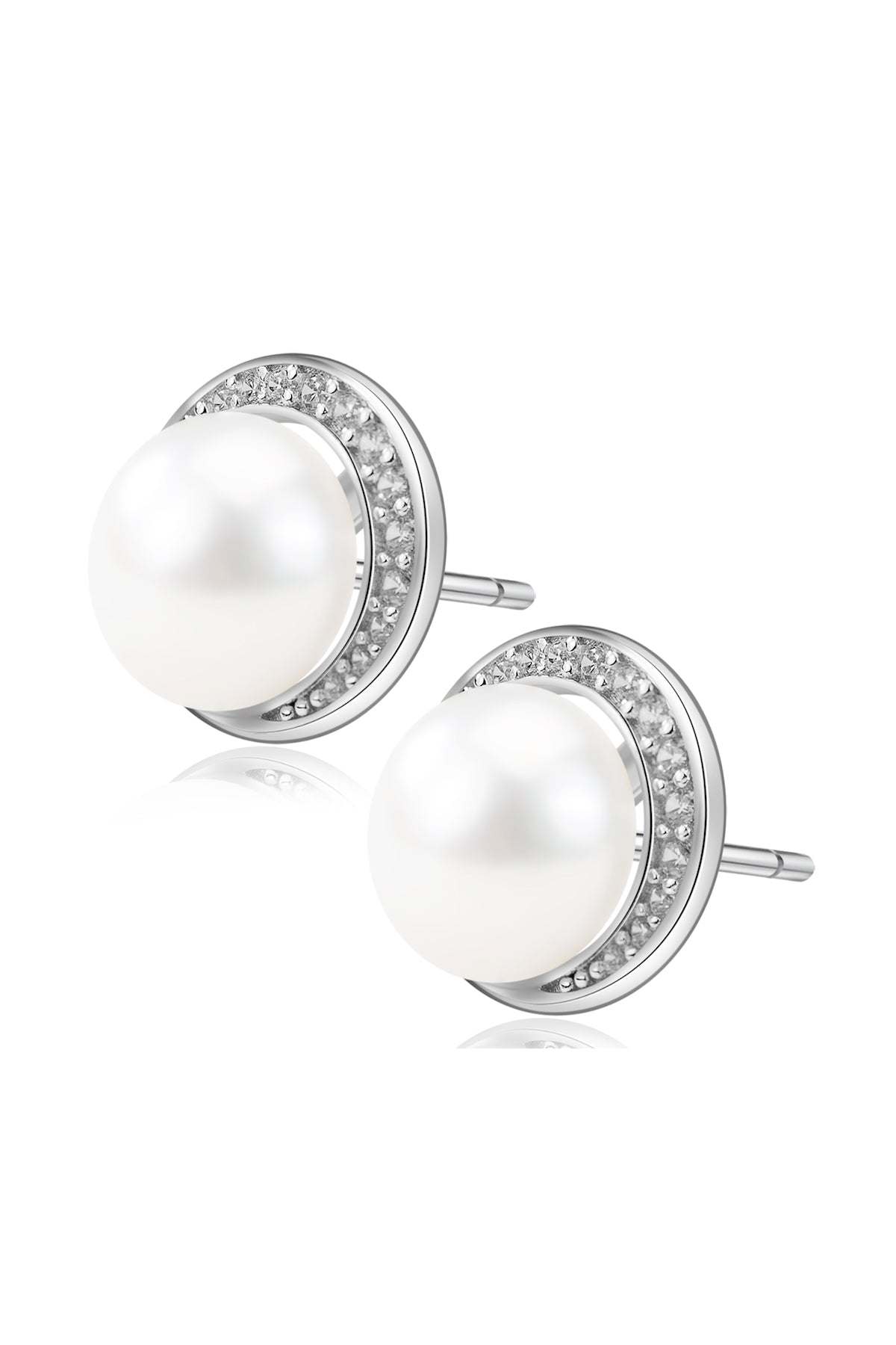 Elegant Half Halo Pearl Earrings