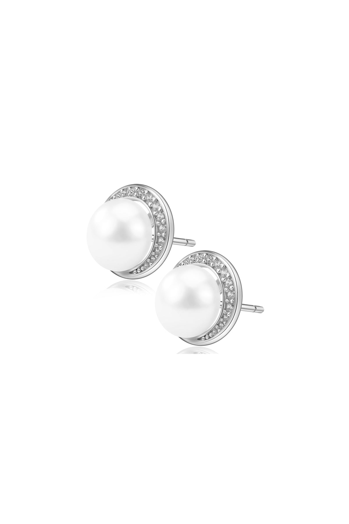 Elegant Half Halo Pearl Earrings