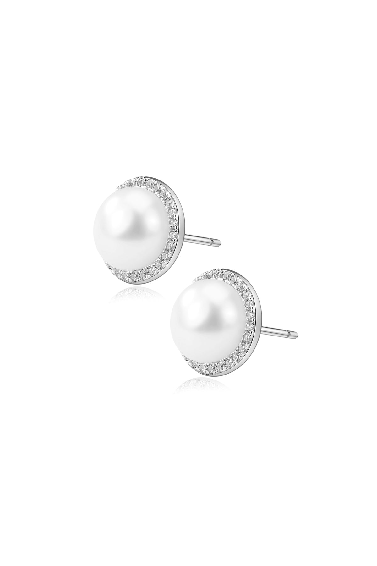 Iridiscent Halo Pearl Stud Earrings