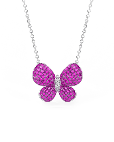 Ruby Fluttering Wings Pendant With Silver Chain