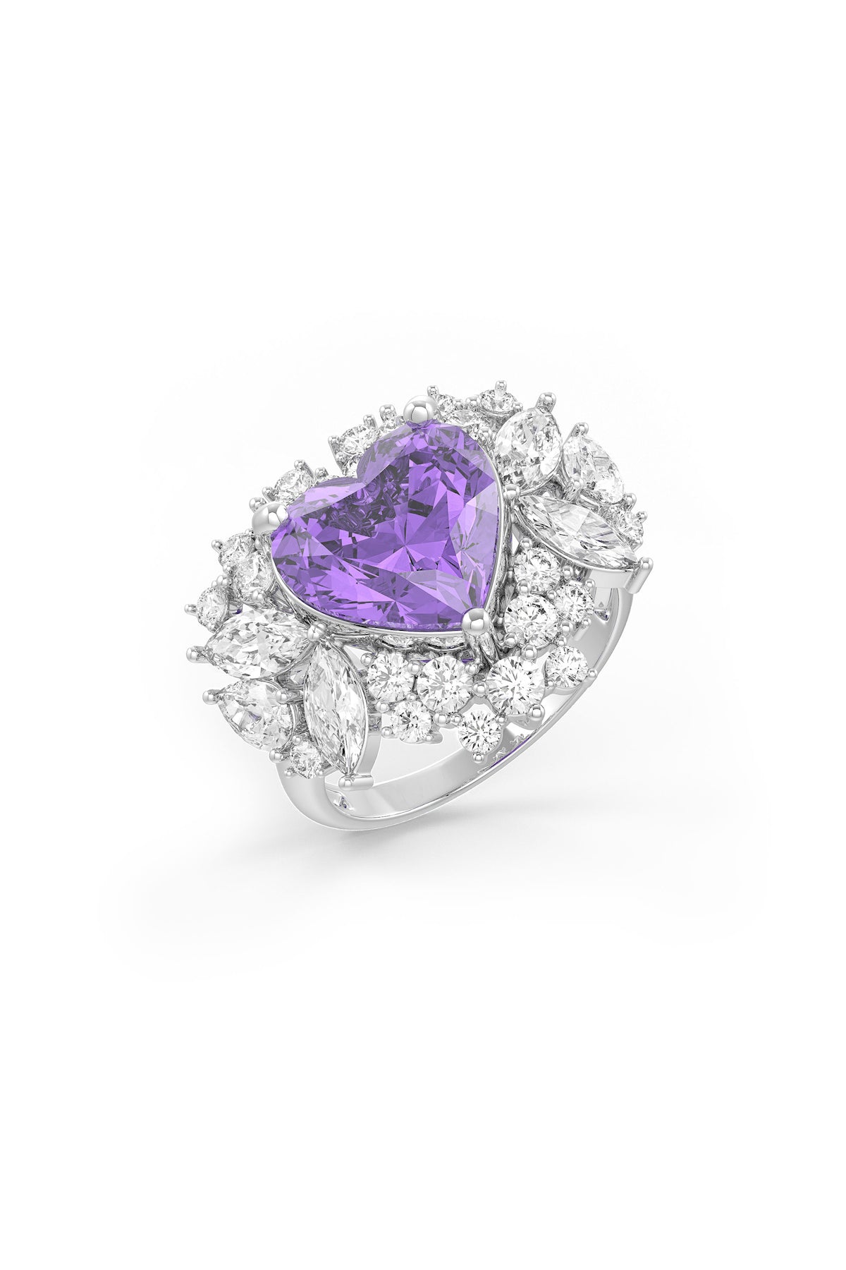 Amethyst Heartbeat Cocktail Ring