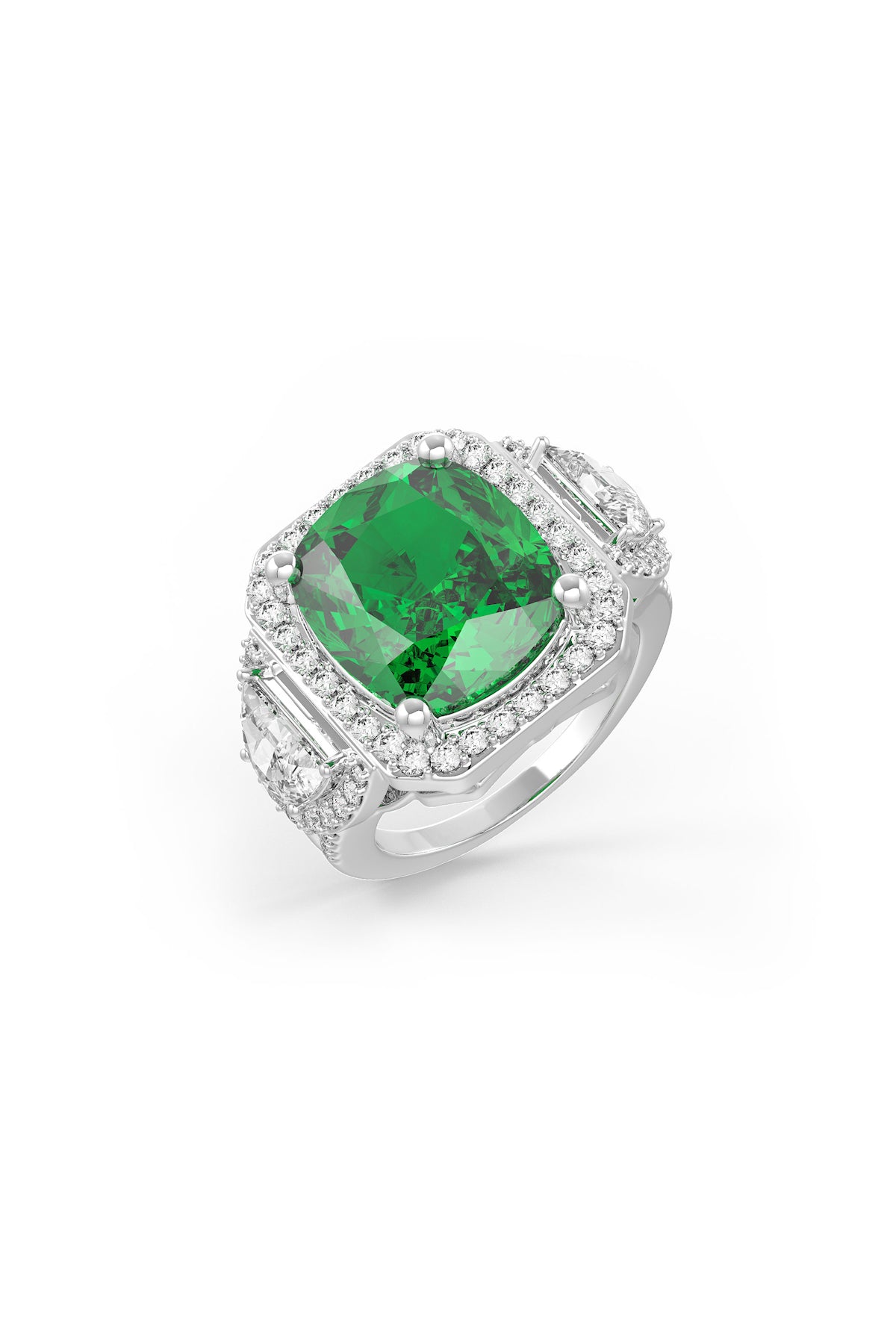 Emerald Majesty Halo Ring