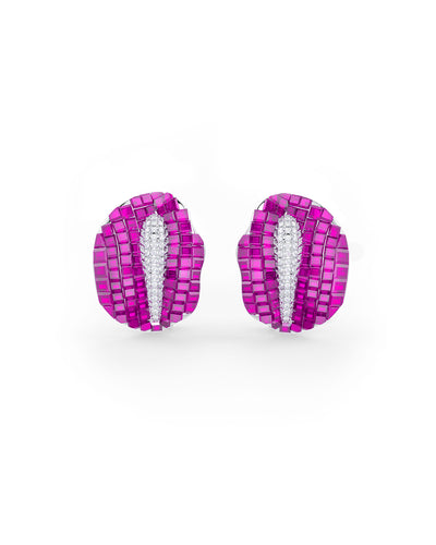 Ruby Budding Bloom Stud Earrings
