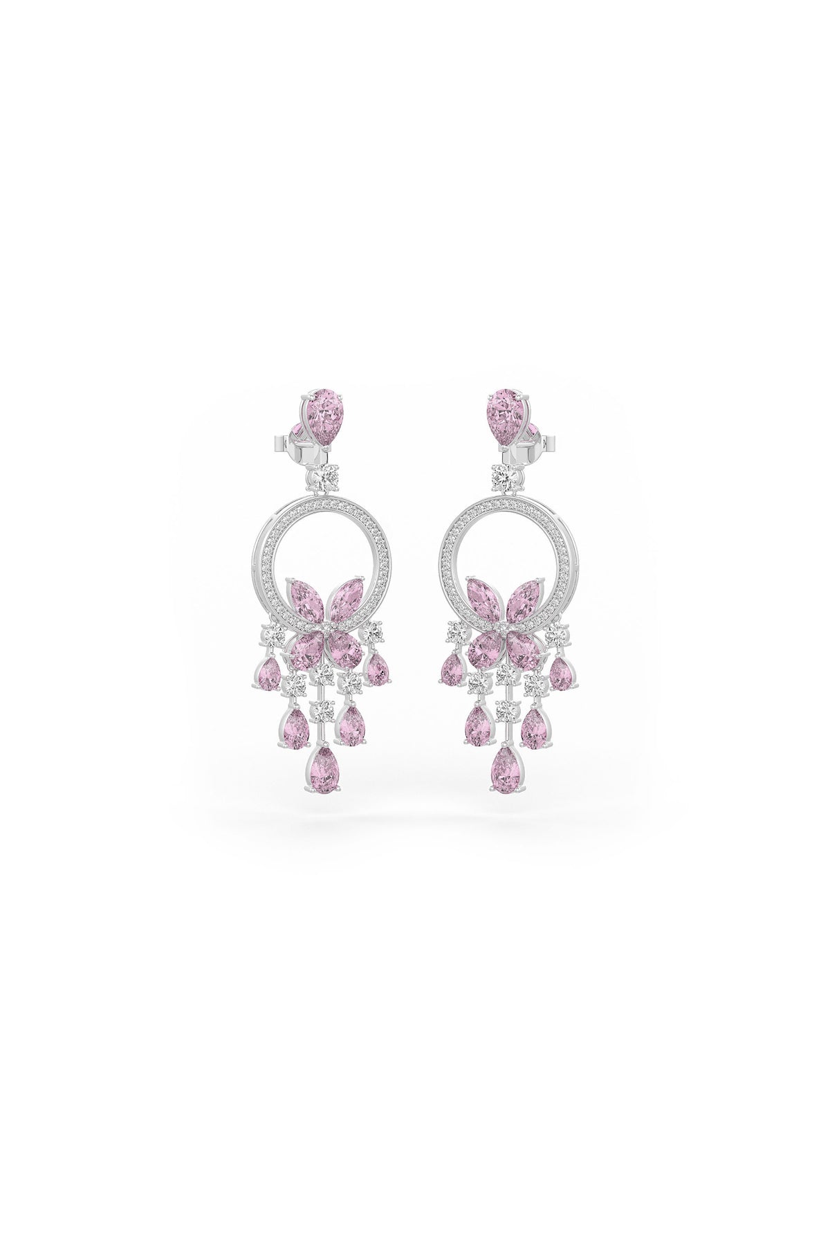 Pink Grapevine Tear Dangler Earrings