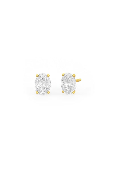 Oval Shaped Solitaire Stud Earrings