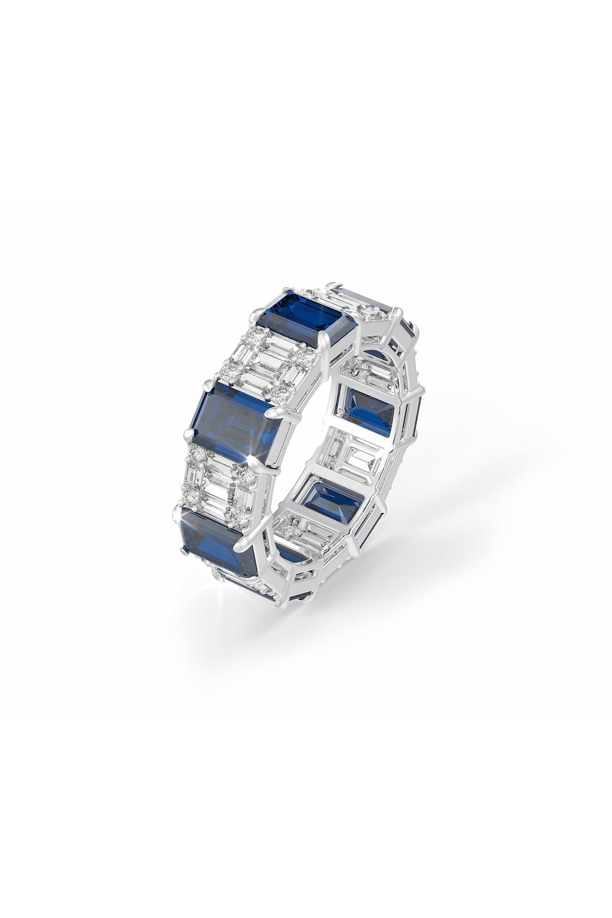 Blue Sapphire Eternity Wedding Band Ring